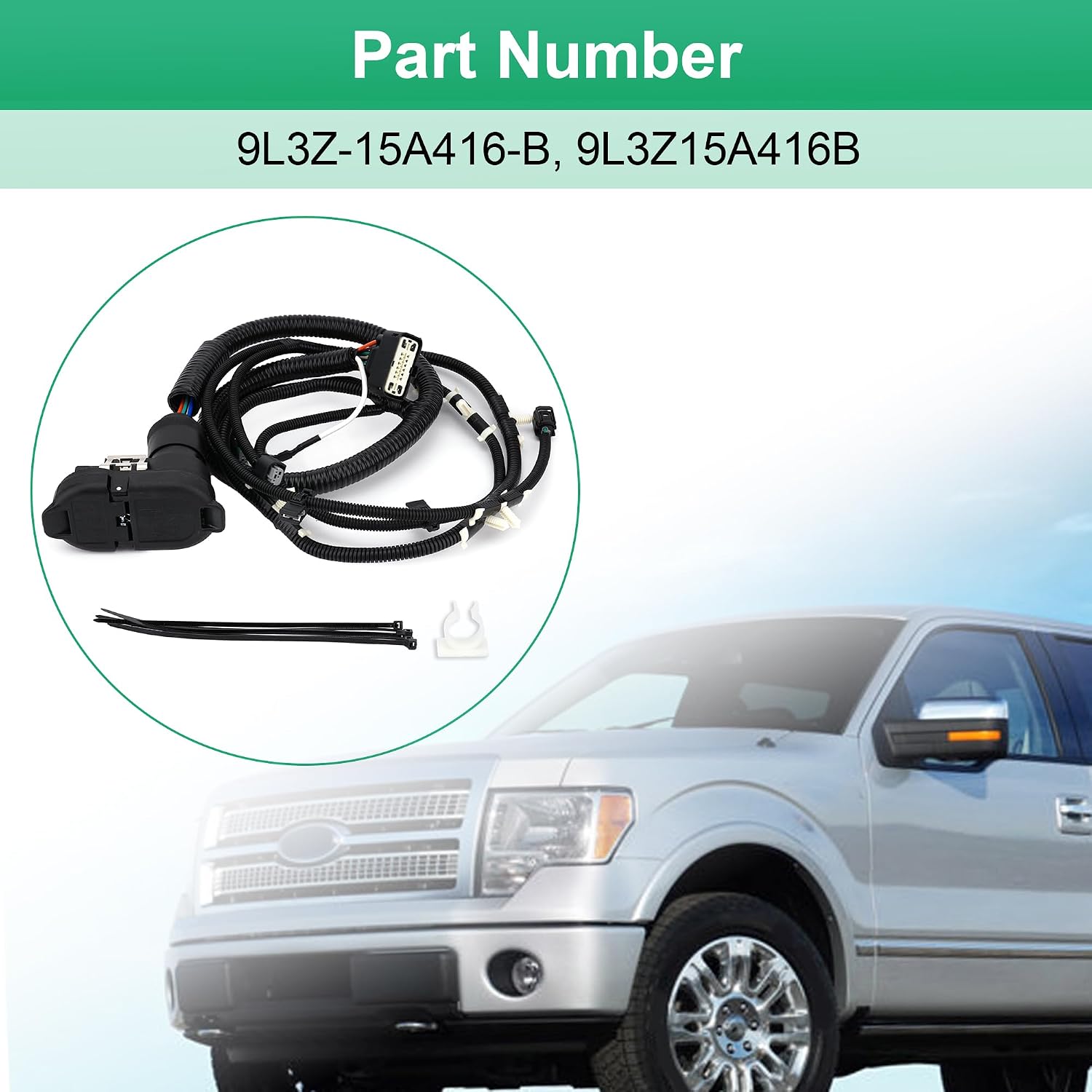 Blearen Trailer Tow Wiring Harness with 7 Pin Connector Kit 9L3Z-15A416-B for Ford | Compatible With F-150 2009-2014 9L3Z15A416B