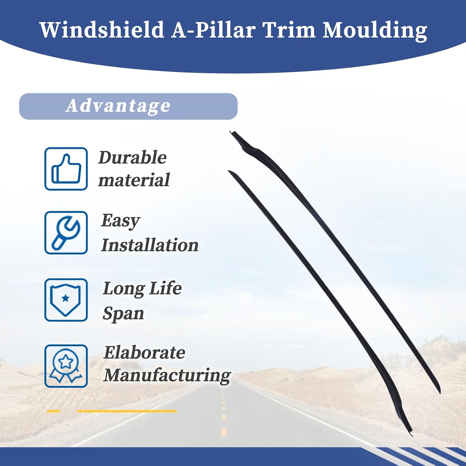 Blearen Pair Windshield A-Pillar Trim Moulding BE8Z5403137A BE8Z5403136A Compatible with Ford Fiesta 2011-2019 Both Right and Left Side RH+LH