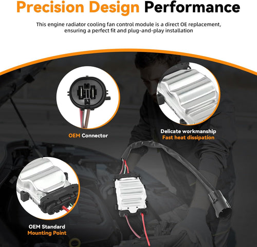 Blearen  Engine Cooling Fan Control Module 1137328148 | Compatible with Ford 05-12 Focus, 04-09 Mazda 3, 09-11 3 Sport, Volvo 07-12 C30, 04-10 C70 S40, 05-10 V50, Replace 1137328365