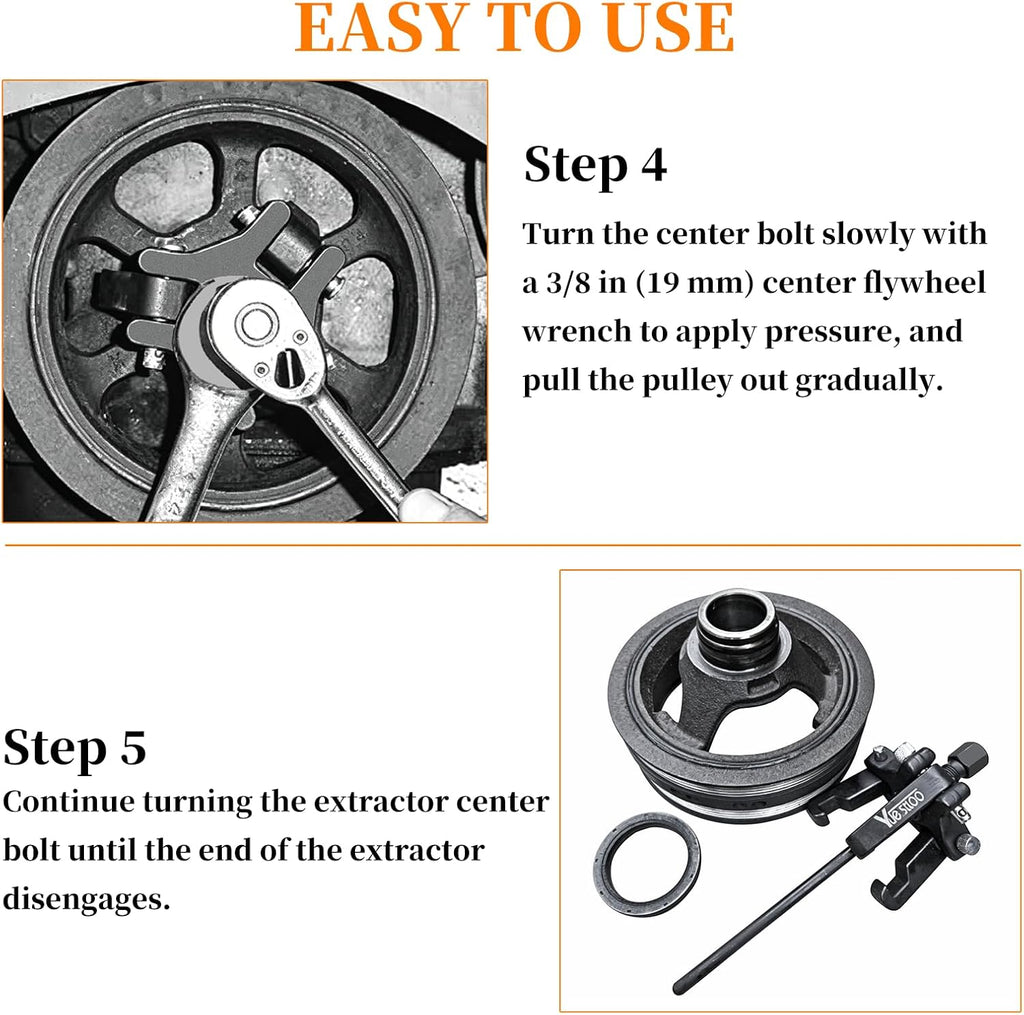 Blearen Harmonic Balancer Puller Kit, Adjustable Upgraded 3-Jaw Puller for Removal | Harmonic Balancer Damper Pulley Puller Kit, Compatible with Ford GM Chrysler Cadillac Chevy Trucks Mitsubishi