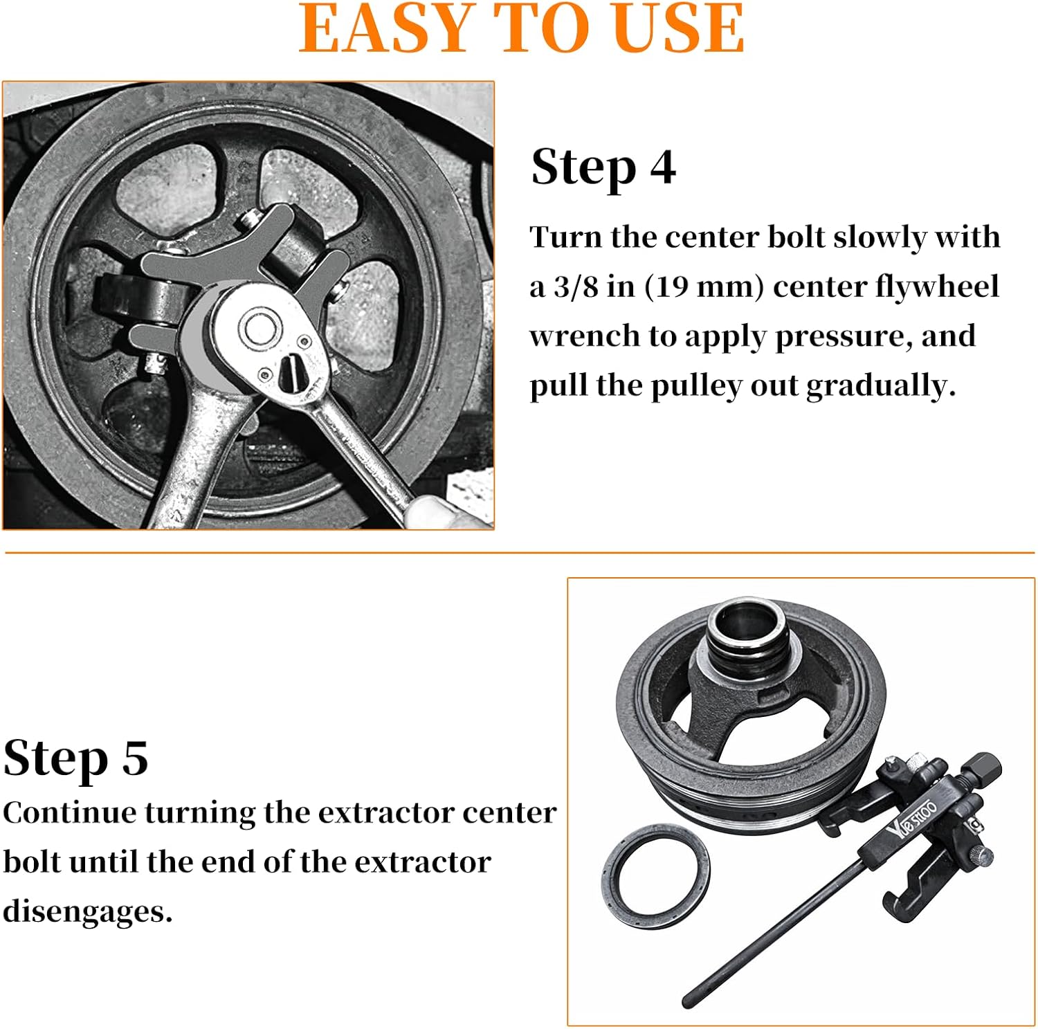 Blearen Harmonic Balancer Puller Kit, Adjustable Upgraded 3-Jaw Puller for Removal | Harmonic Balancer Damper Pulley Puller Kit, Compatible with Ford GM Chrysler Cadillac Chevy Trucks Mitsubishi