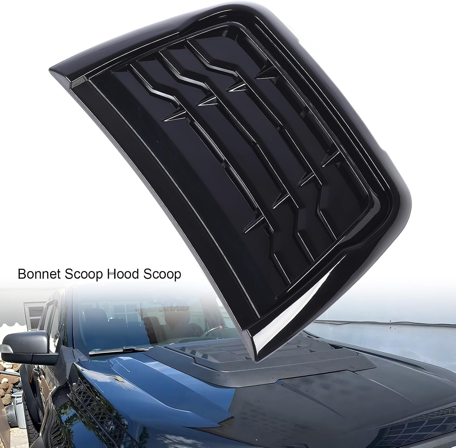 Blearen Bonnet Scoop Vent Hood Gloss Black Bonnet Vent Hood Air Intake Trim Cover