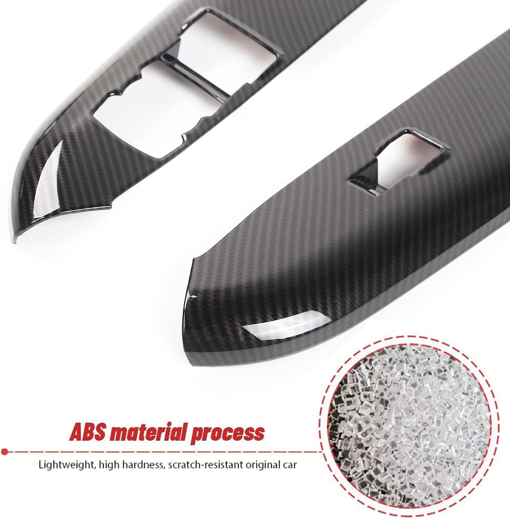 Blearen  Carbon Fiber Door Handle Window Lifter Control Switch Button Panel Cover Sticker Trim Interior Decoration Accessories for Ford Mustang 2015 2016 2017 2018 2019 2020 2021, 2 PCS