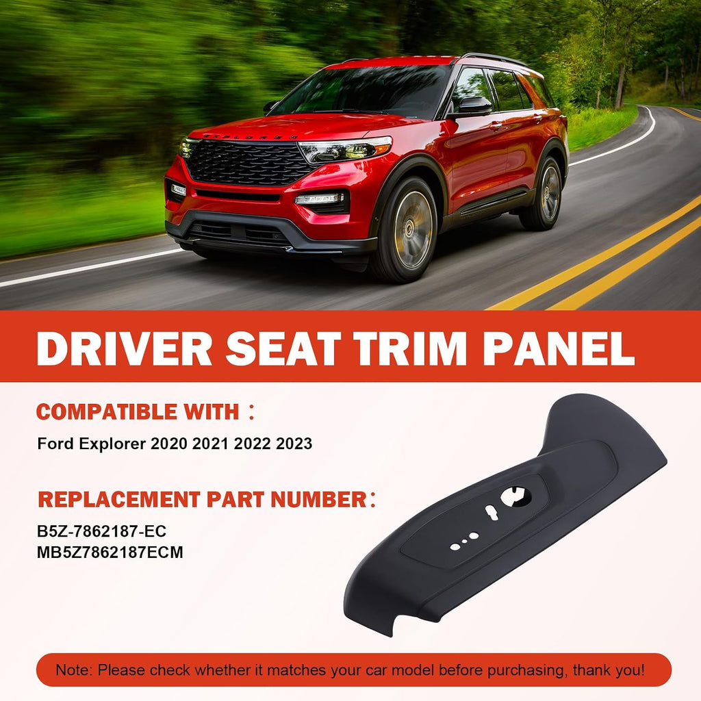 MB5Z-7862187-EC Driver Seat Side Track Cover, Driver Seat Trim Panel Compatible with Ford Explorer 2020 2021 2022 2023 Front Left Seat Cushion Outer Shield Cover Replaces MB5Z7862187EC Black