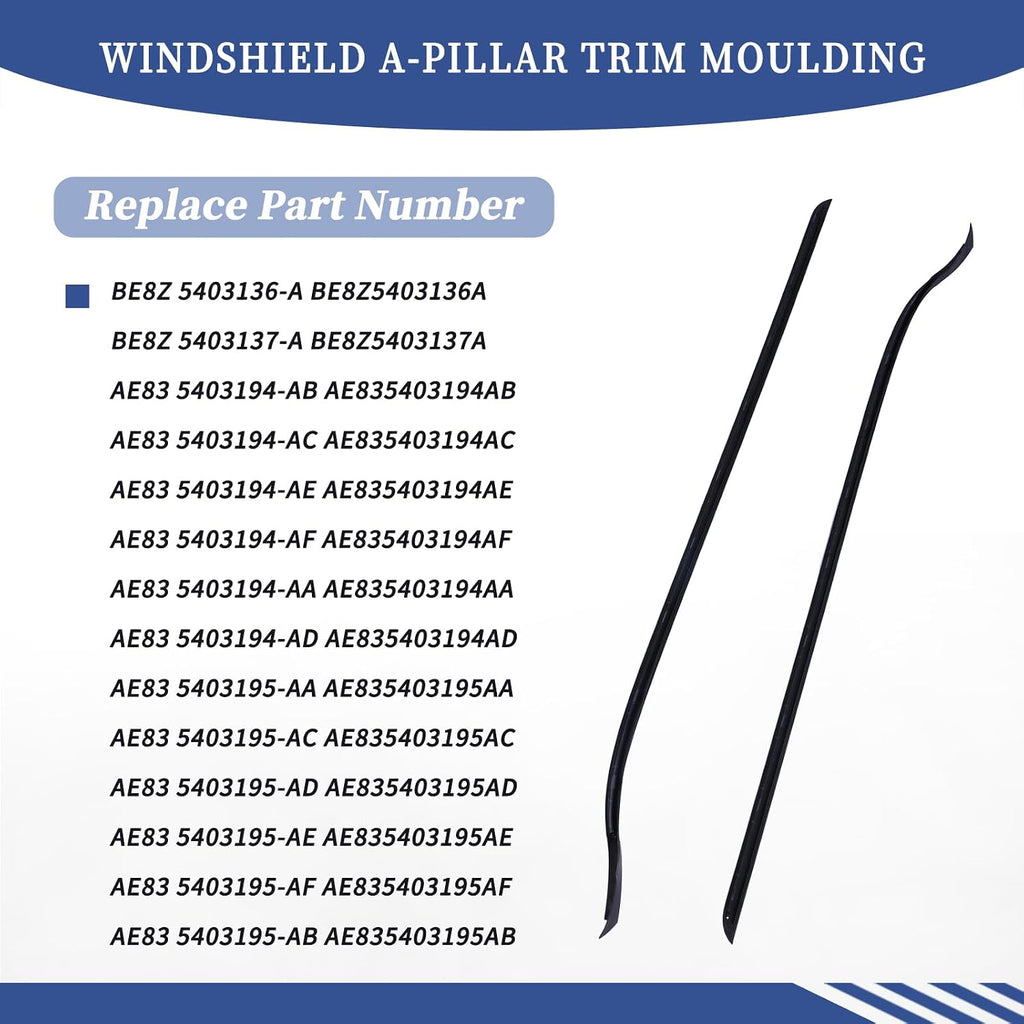 Blearen Pair Windshield A-Pillar Trim Moulding BE8Z5403137A BE8Z5403136A Compatible with Ford Fiesta 2011-2019 Both Right and Left Side RH+LH