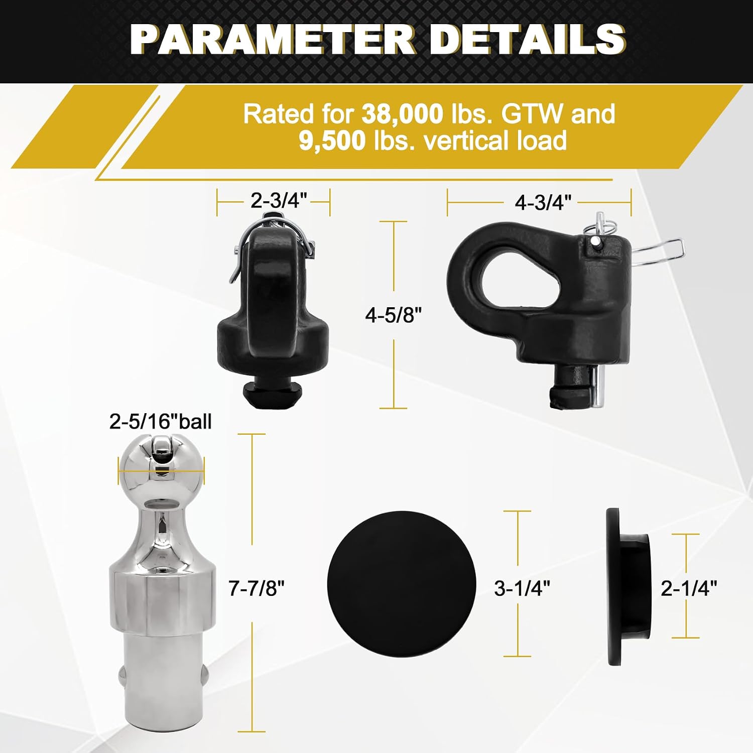 Blearen 60692, Puck System Gooseneck Hitch Ball Kit, Compatible with 2013-2026 Ford F250 F350 F450, 2016-2026 Chevrolet Silverado, GMC Sierra & Nissan Titan XD, 38000 lbs GTW/ 9500 lbs VTW, 2-5/16 Inch Ball
