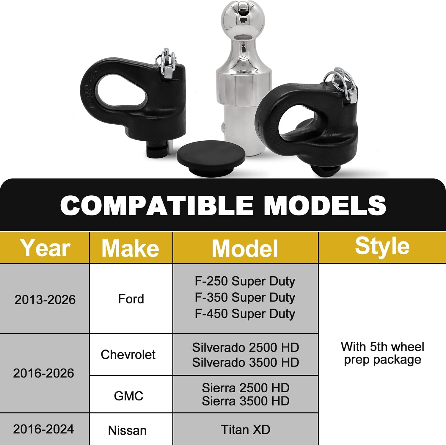 Blearen 60692, Puck System Gooseneck Hitch Ball Kit, Compatible with 2013-2026 Ford F250 F350 F450, 2016-2026 Chevrolet Silverado, GMC Sierra & Nissan Titan XD, 38000 lbs GTW/ 9500 lbs VTW, 2-5/16 Inch Ball