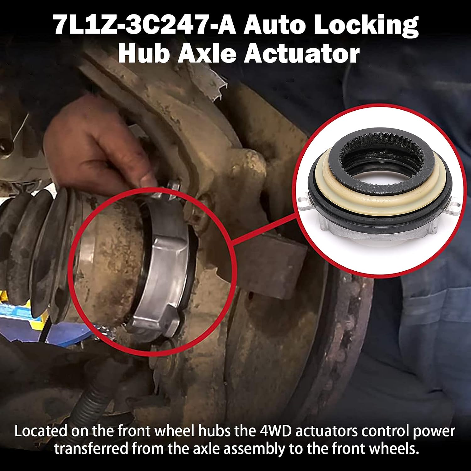 Blearen 4x4 4WD Auto Locking Hub Actuator IWE for 2004-2015 Ford F150 | Front Axle Vacuum Actuator, for Expedition Navigator, Replaces 7L1Z-3C247-A 600-105, Left Right Wheel Hub, OEM Standard