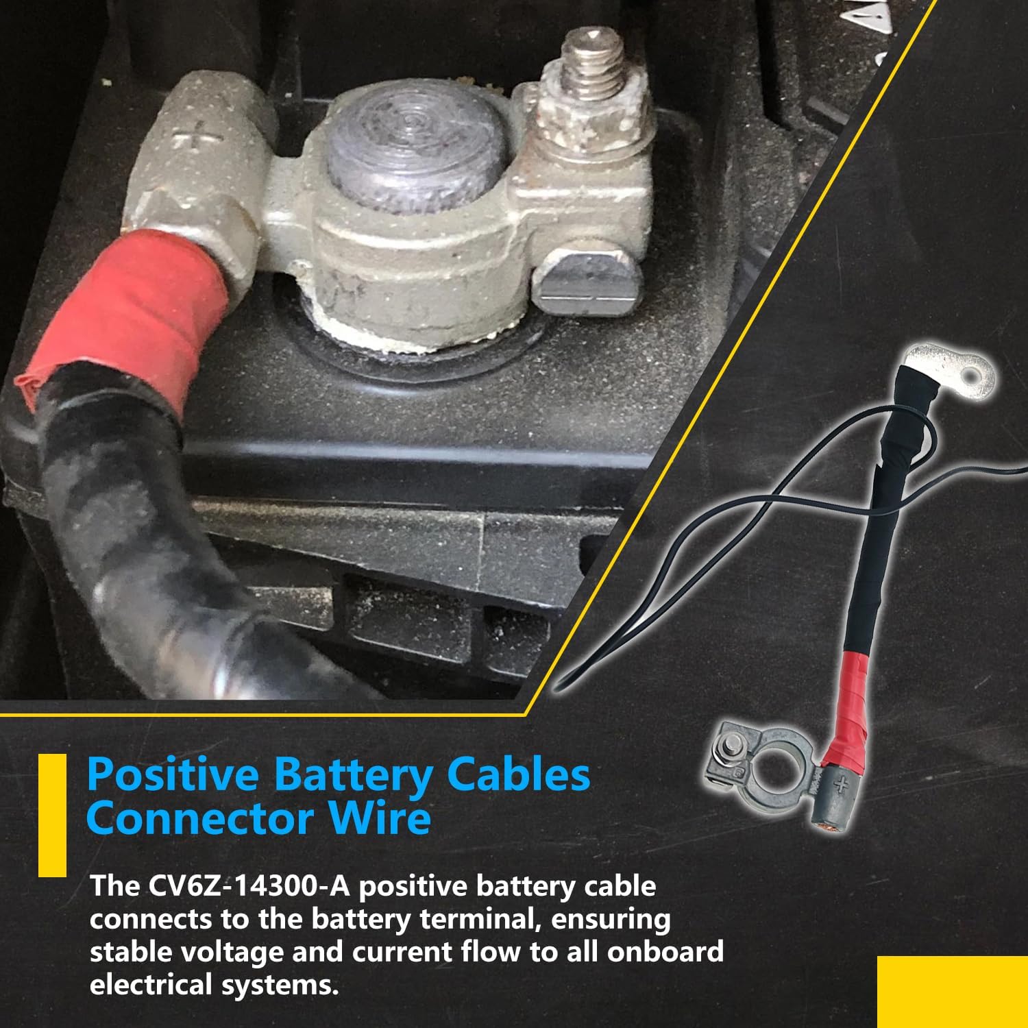 Blearen CV6Z-14300-A Positive Battery Cables Connector Wire,Compatible with 2013-2019 Ford Escape/2012-2018 Ford Focus Accessories,Replaces CV6Z-14300-A CV6Z14300A Includes Car Battery Terminal Clamp End