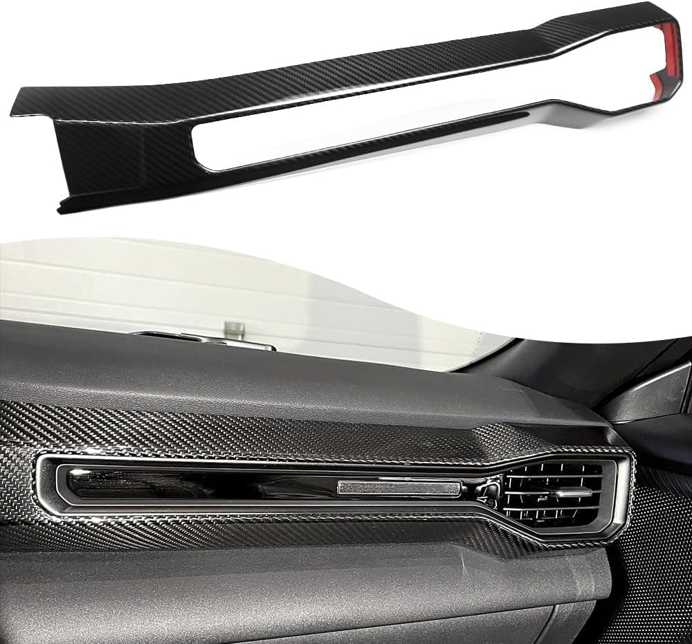Blearen Carbon Fiber Co-Pilot Instrument Panel Trim for Ford Mustang S650 GT | Darkhorse, 2024 2025 2026, Passenger-Side, Air Vent Decorative Cover, Dashboard Panel