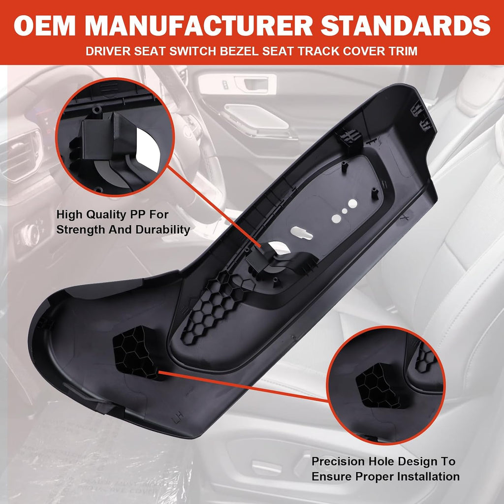 MB5Z-7862187-EC Driver Seat Side Track Cover, Driver Seat Trim Panel Compatible with Ford Explorer 2020 2021 2022 2023 Front Left Seat Cushion Outer Shield Cover Replaces MB5Z7862187EC Black