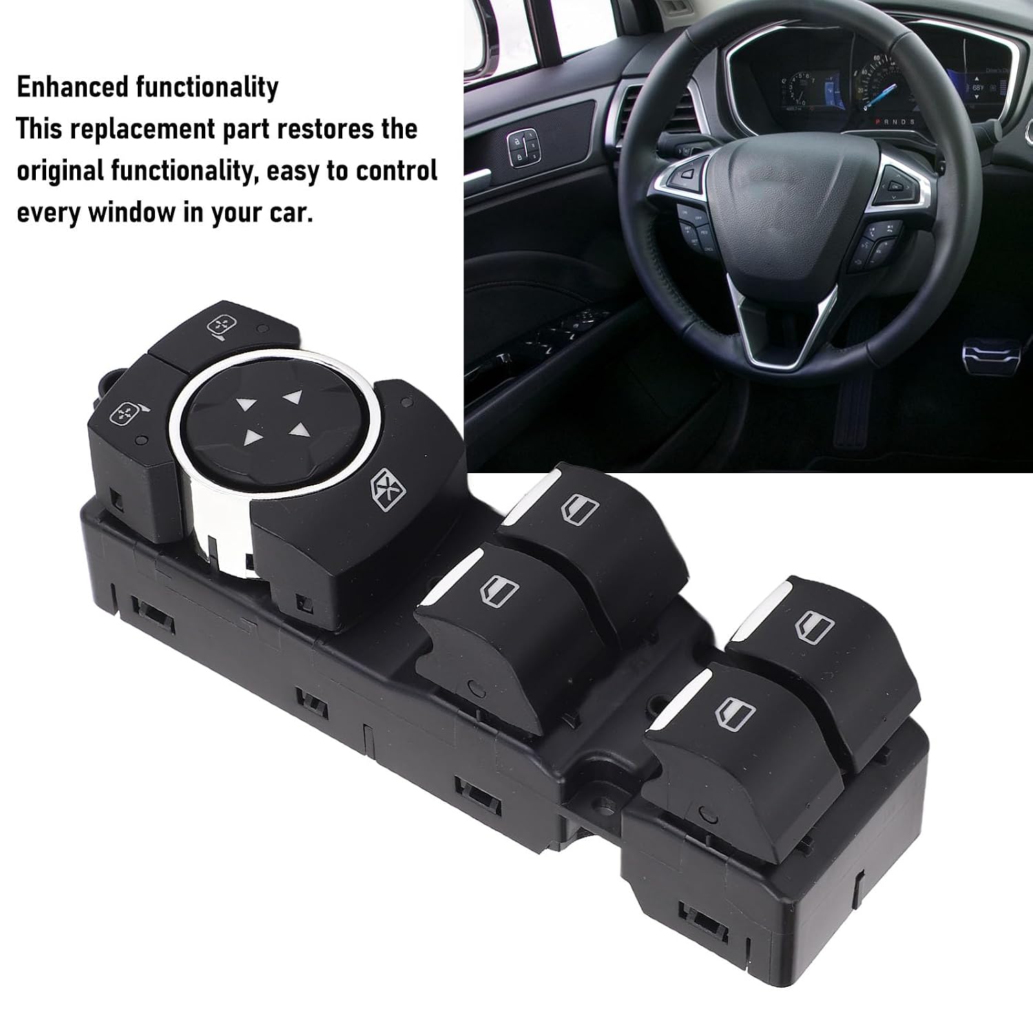 Blearen Power Window Switch Replacement for Fusion 2013-2016, Driver Side Master Control, DG9T-14540-ABW
