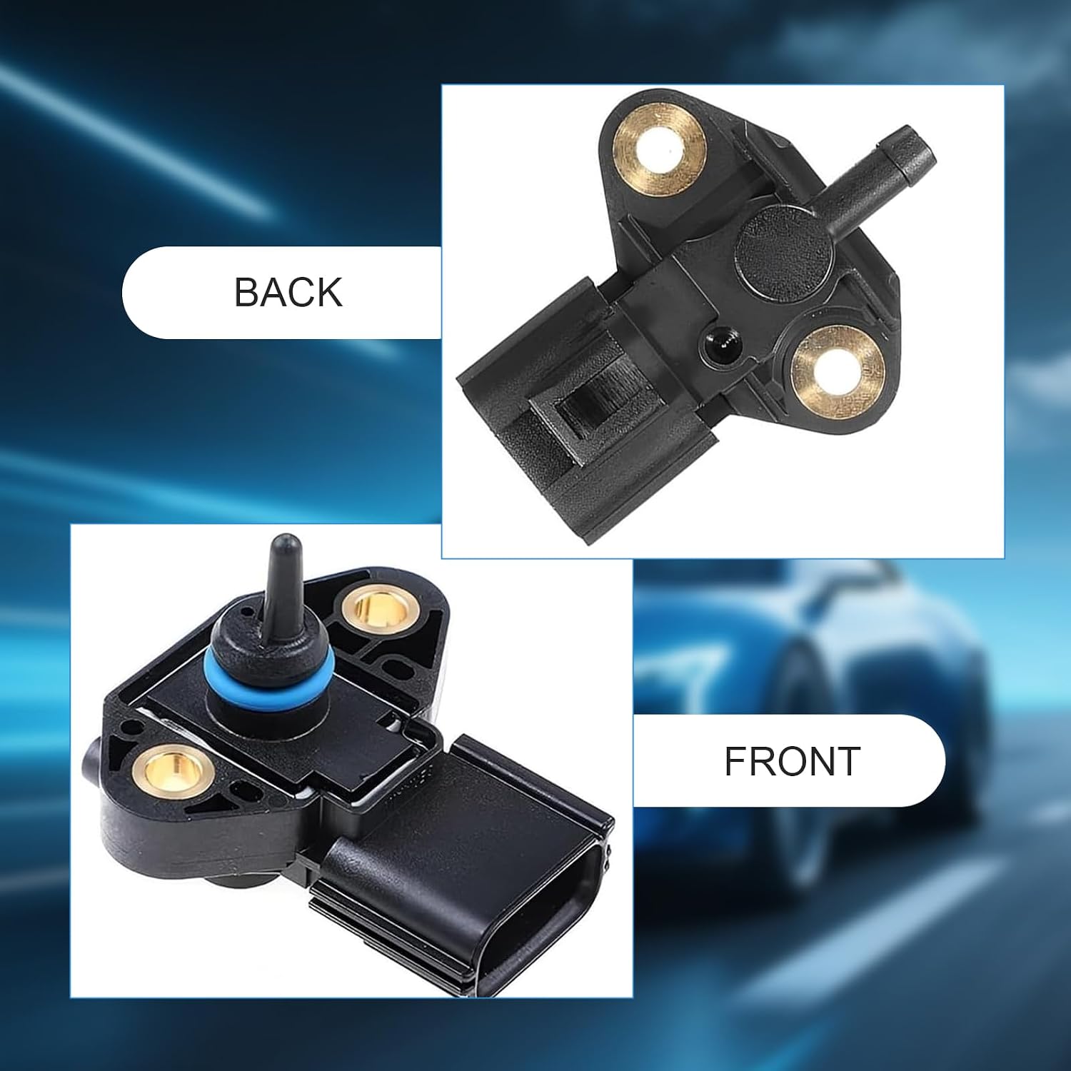 Blearen Car Fuel Pressure Sensor, Intake Manifold Injection Pressure Sensor, Plug and Play Replacement OEM# 3F2E-9G756-AA 0261230093 3F2Z9G756AC, Compatible with Ford Series (Black)