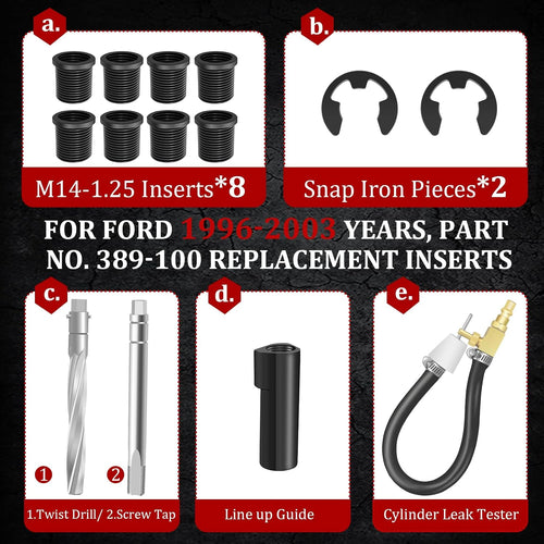 Blearen 38900 Two Valve Ford Triton Tool Kit, Foolproof Repair System, Black | Spark Plug Thread Repair Kit Compatible with 4.6L, 5.4L and 6.8 V-10 Ford Triton Two Valve Engines