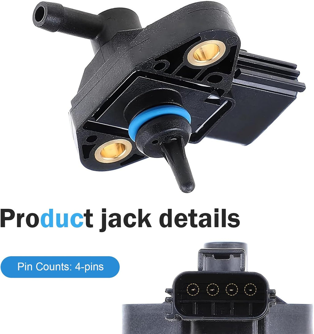 Blearen Car Fuel Pressure Sensor, Intake Manifold Injection Pressure Sensor, Plug and Play Replacement OEM# 3F2E-9G756-AA 0261230093 3F2Z9G756AC, Compatible with Ford Series (Black)
