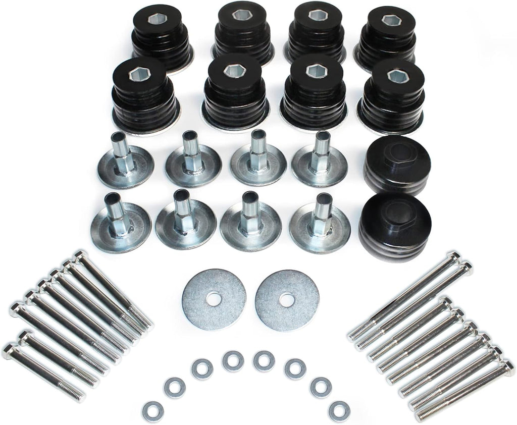 Blearen KF04058BK Body Cab Bushing Kit, Polyurethane Body Mount for Ford F250 F350 Super Duty 1999-2007 2WD 4WD Body Mounts with Steel Sleeves & Hardware - Improve Bumpy Ride