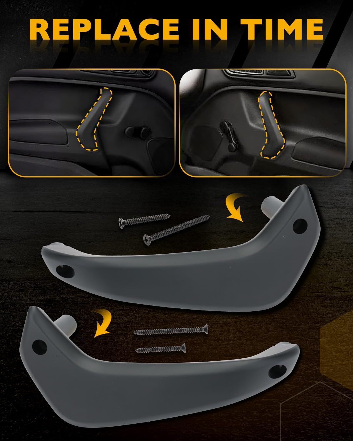 Blearen Interior Door Pull Armrest Pair, Compatible with 2011-2020 Ford Fiesta | (Manual Window only), Inner Front Left Driver & Right Passenger Side Door Handle Repair Kit, OE# D2BB-A23943, G2BZ-5823943-JA