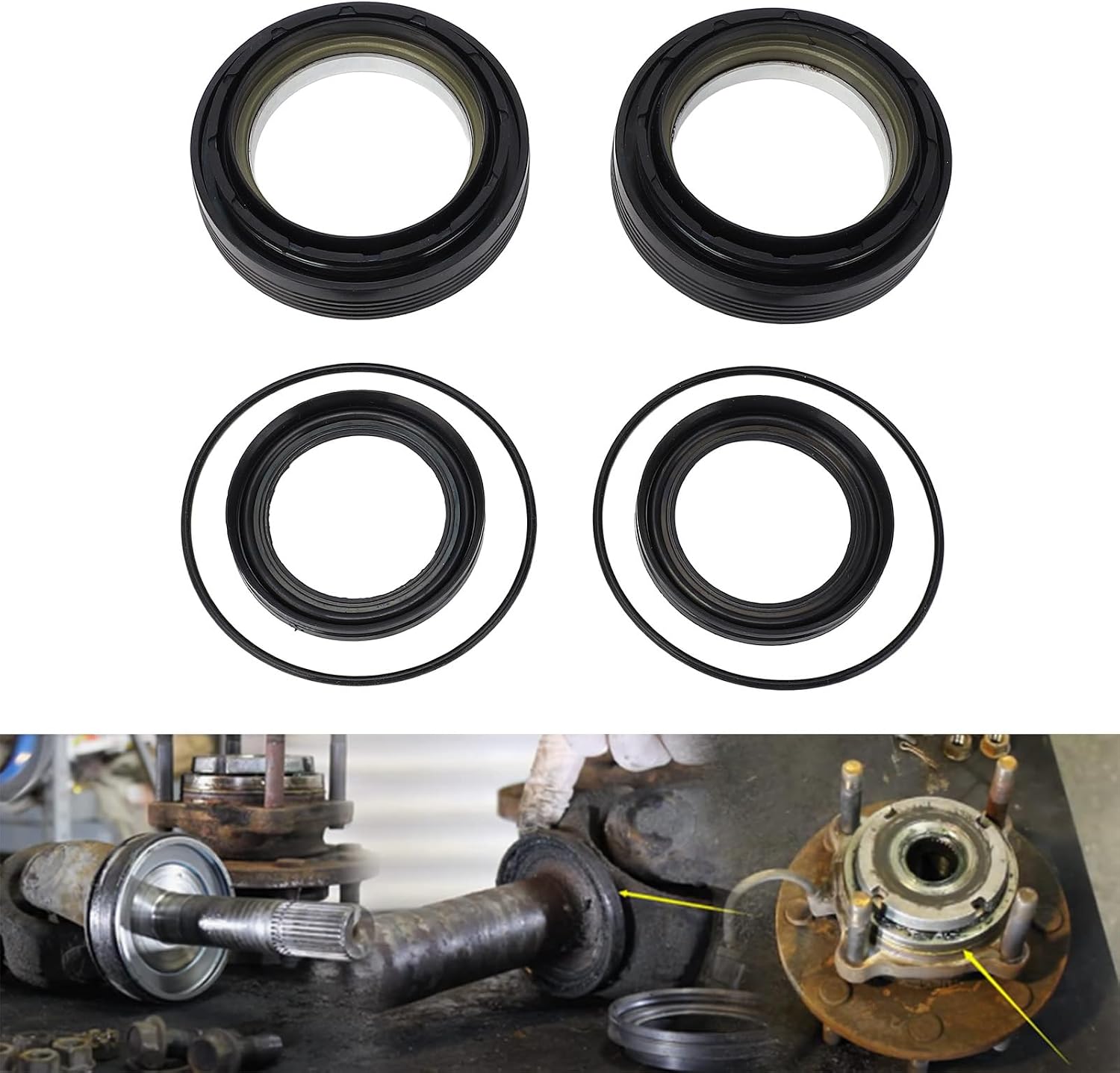Blearen Front Axle Vaccume Knuckle Tube Seal Kit: Steel Rubber 50491 for F‑450 F‑550 Super Duty Excursion, 6PCS