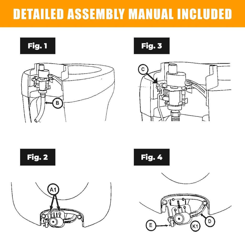 Blearen RV Toilet Water Module Kit for Thetford Bravura 31113 | Replaces OEM 31113. Fits toilets. Complete water module service kit, leak-resistant, DIY install.