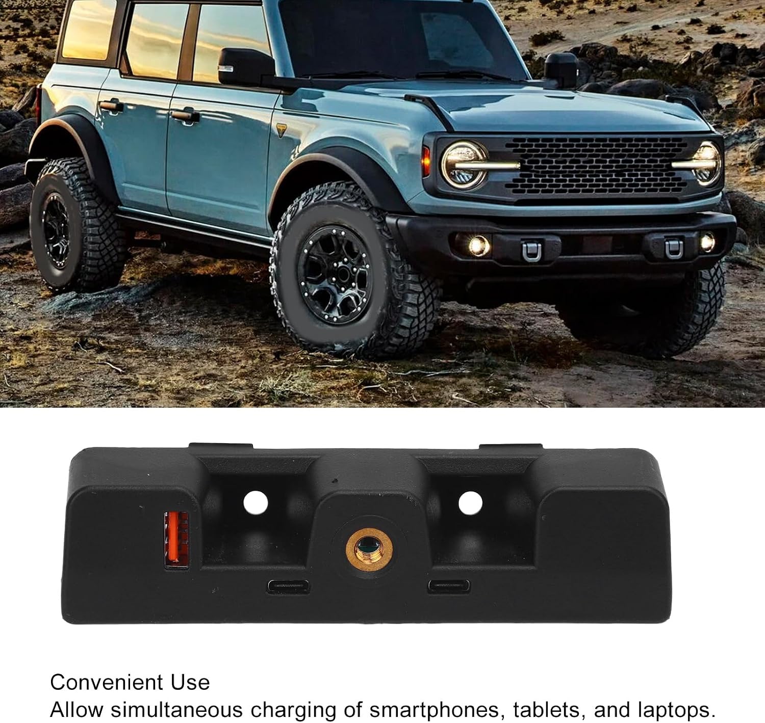 Blearen Dashboard USB Hub Dash USB Hub Dashboard Expansion Dock 3 Port Charging Station Replacement Upper Dash Accessory 1 A 2 Type C Port for Bronco 2021 and Later 2 4 Door
