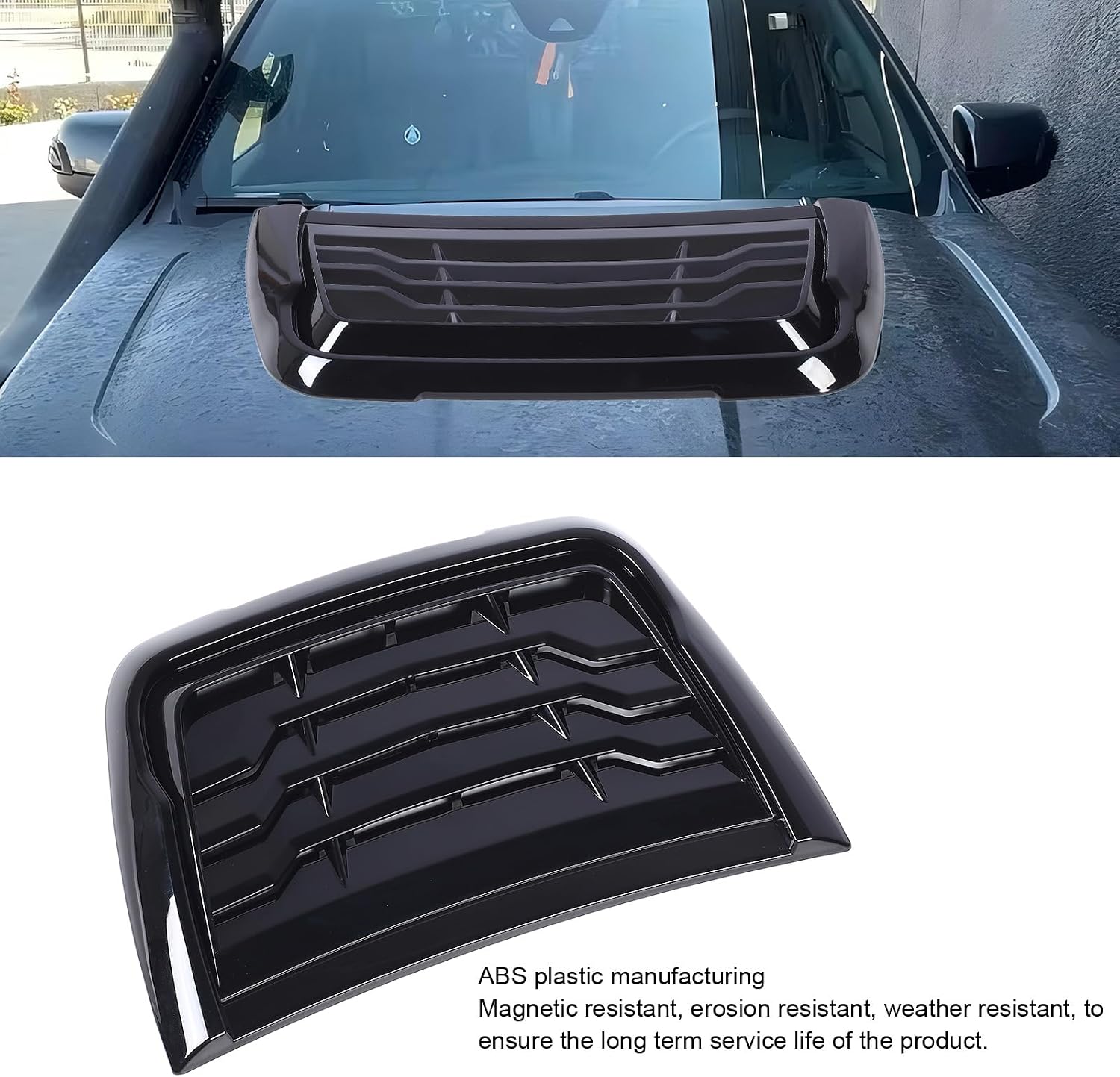 Blearen Bonnet Scoop Vent Hood Gloss Black Bonnet Vent Hood Air Intake Trim Cover