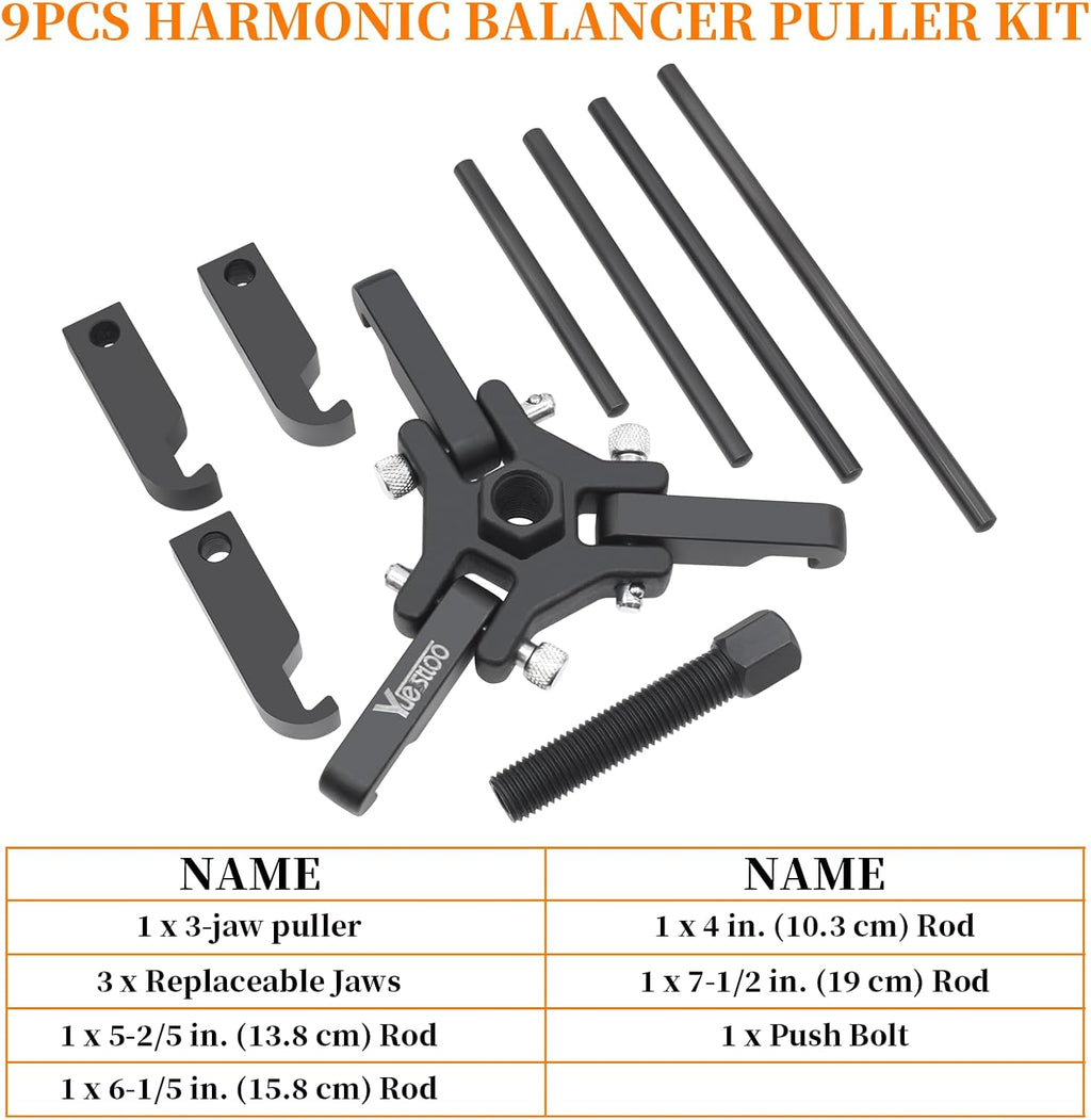 Blearen Harmonic Balancer Puller Kit, Adjustable Upgraded 3-Jaw Puller for Removal | Harmonic Balancer Damper Pulley Puller Kit, Compatible with Ford GM Chrysler Cadillac Chevy Trucks Mitsubishi