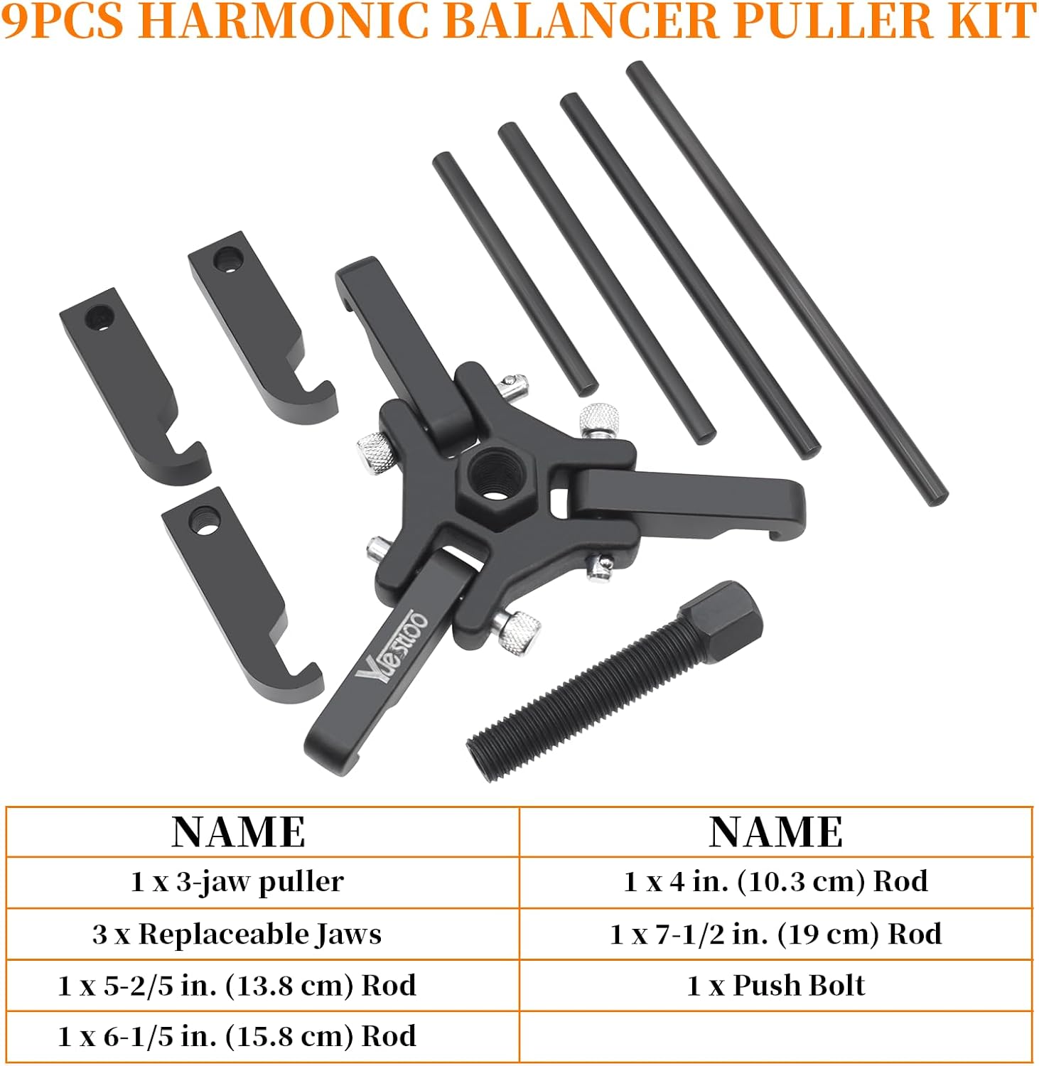 Blearen Harmonic Balancer Puller Kit, Adjustable Upgraded 3-Jaw Puller for Removal | Harmonic Balancer Damper Pulley Puller Kit, Compatible with Ford GM Chrysler Cadillac Chevy Trucks Mitsubishi