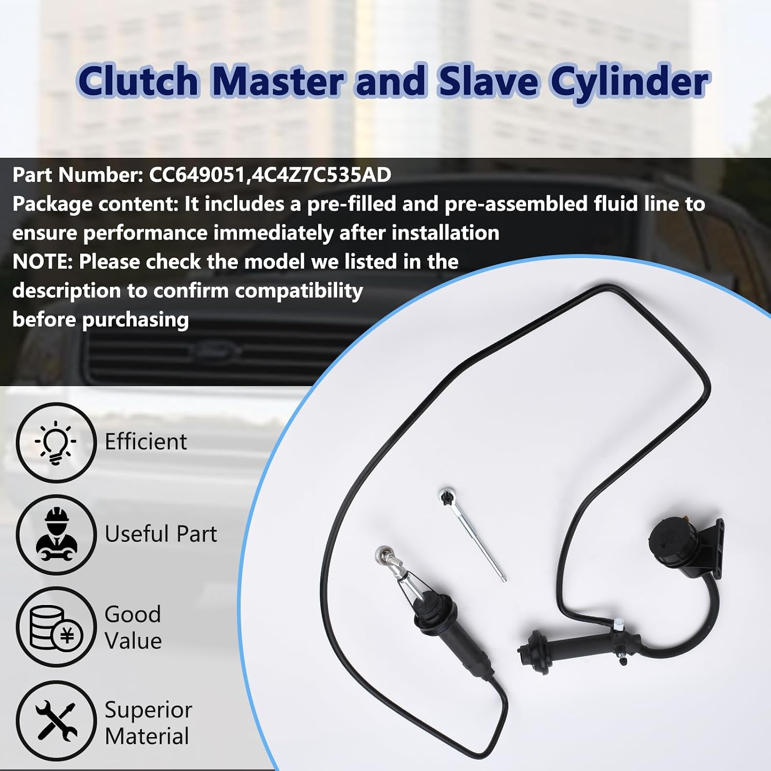 Blearen CC649051 Clutch Master and Slave Cylinder Assembly Compatible with 2002-2015 Ford F650 F750