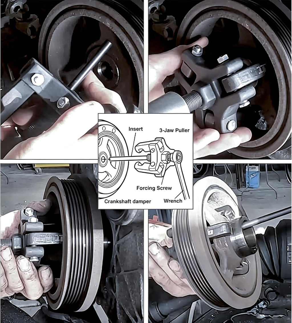 Blearen Harmonic Balancer Puller Kit, Adjustable Upgraded 3-Jaw Puller for Removal | Harmonic Balancer Damper Pulley Puller Kit, Compatible with Ford GM Chrysler Cadillac Chevy Trucks Mitsubishi