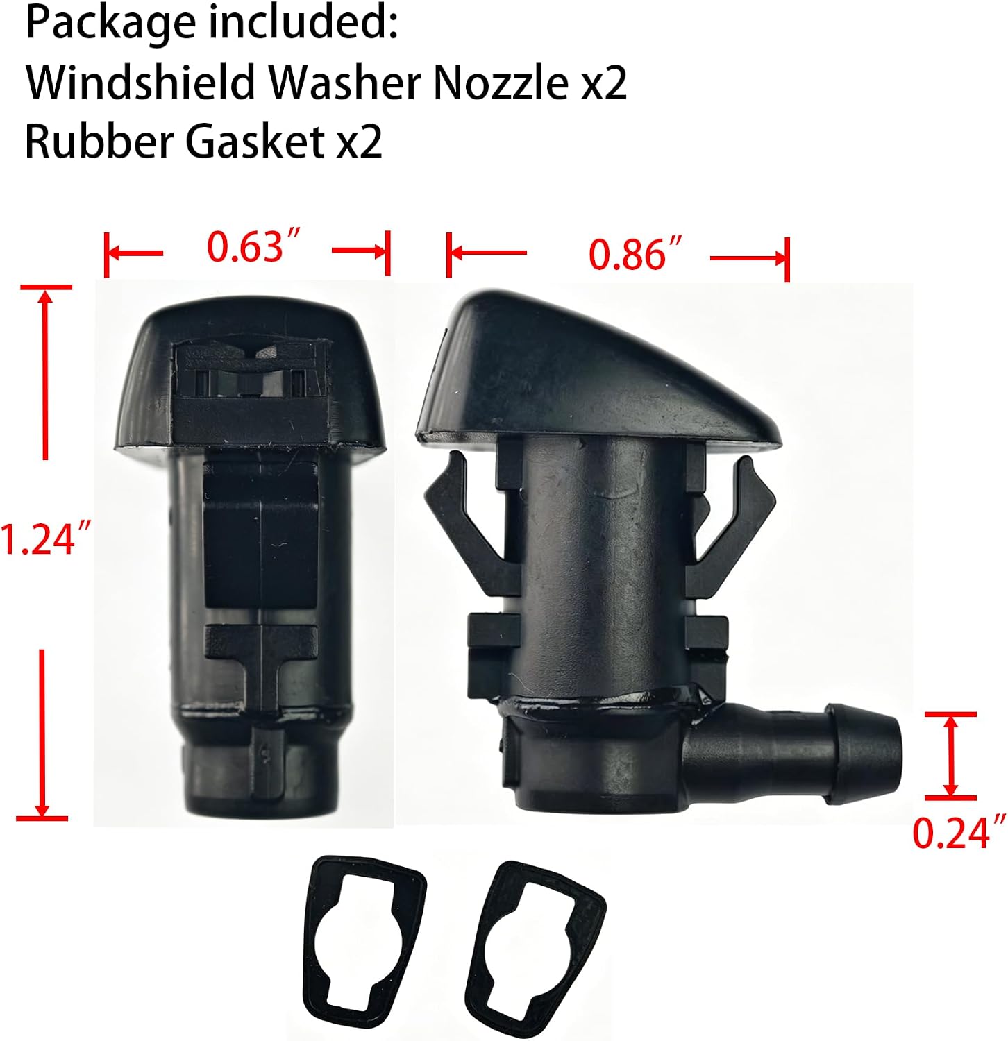 Blearen BE8Z-17603-A Windshield Washer Nozzle for Ford Fiesta 2011-2019 2pcs | BE8Z17603A wiper nozzle