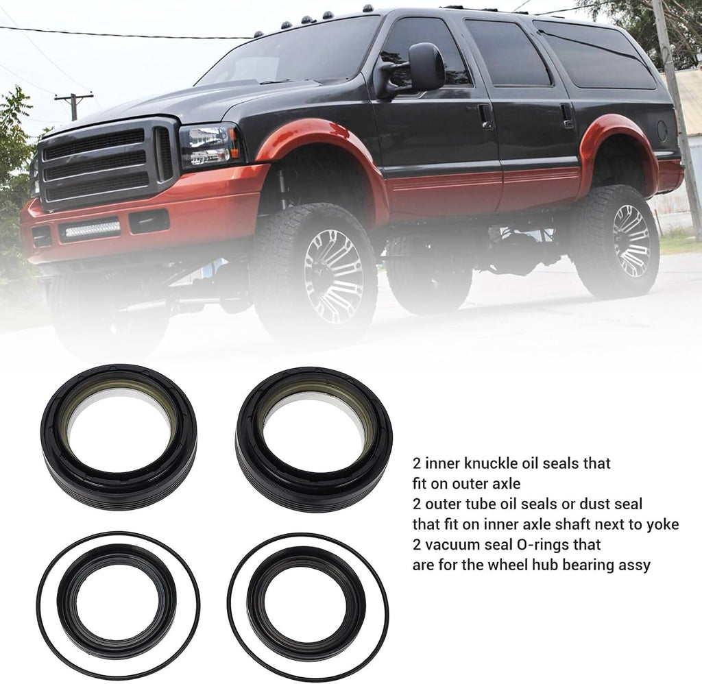 Blearen Front Axle Vaccume Knuckle Tube Seal Kit: Steel Rubber 50491 for F‑450 F‑550 Super Duty Excursion, 6PCS