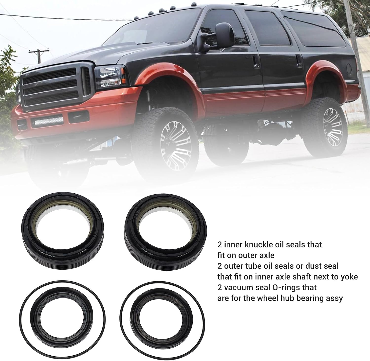 Blearen Front Axle Vaccume Knuckle Tube Seal Kit: Steel Rubber 50491 for F‑450 F‑550 Super Duty Excursion, 6PCS