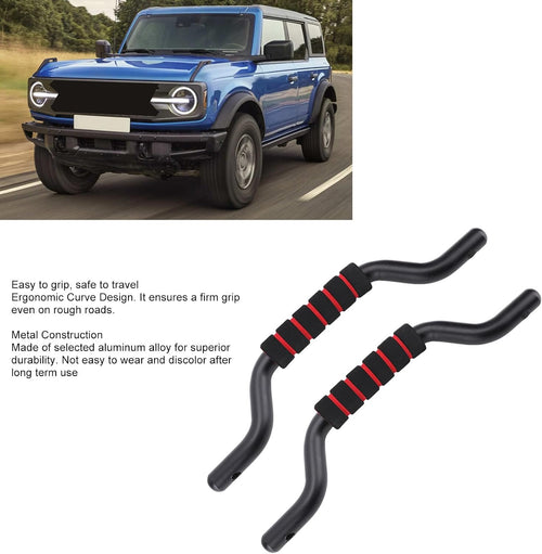 Blearen 2 Sets Front Grab Handles Aluminum Alloy Enhance Control Metal Grip Handles Replacement for Bronco 2021 2024 2 Door 4 Door (Black)