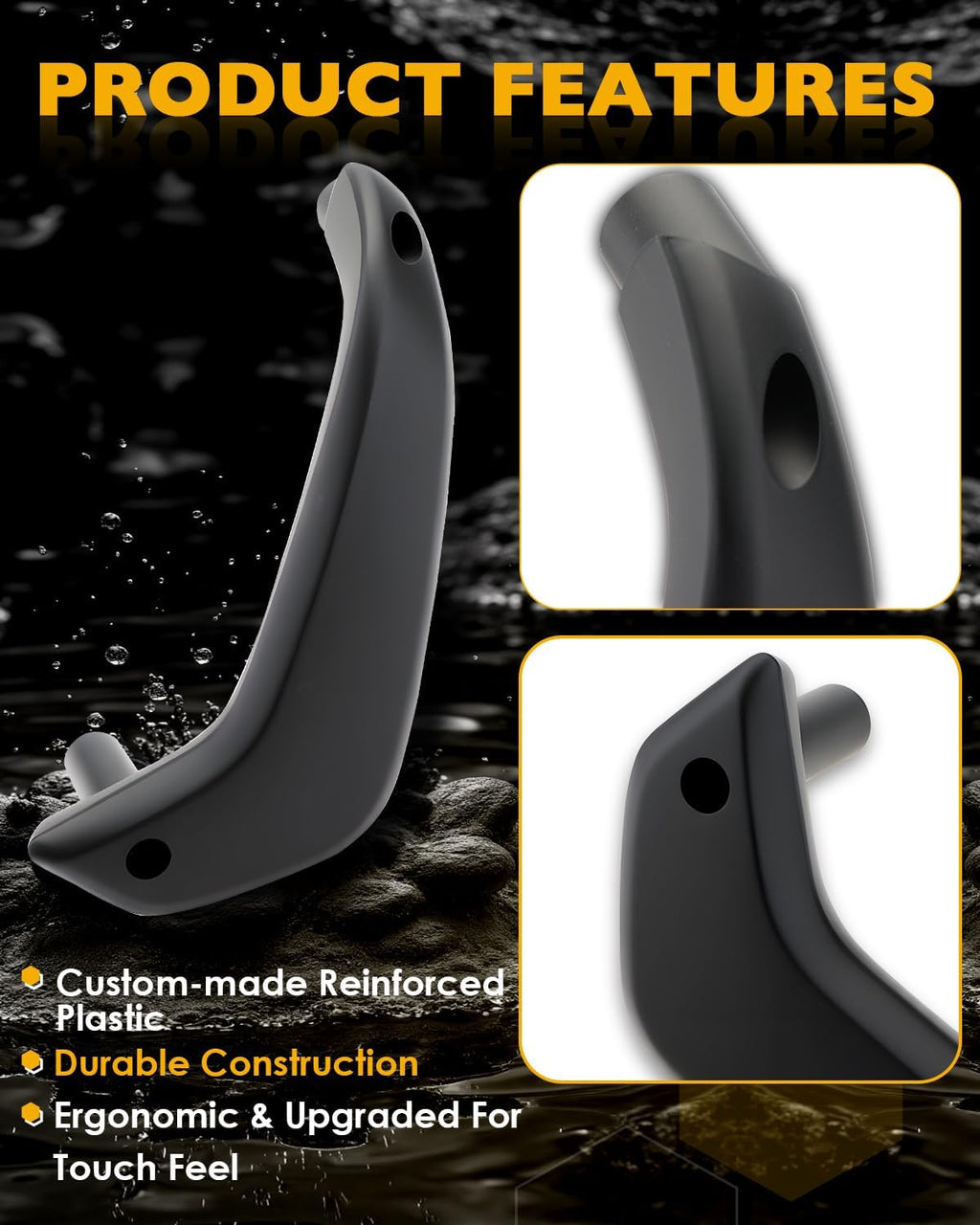 Blearen Interior Door Pull Armrest Pair, Compatible with 2011-2020 Ford Fiesta | (Manual Window only), Inner Front Left Driver & Right Passenger Side Door Handle Repair Kit, OE# D2BB-A23943, G2BZ-5823943-JA