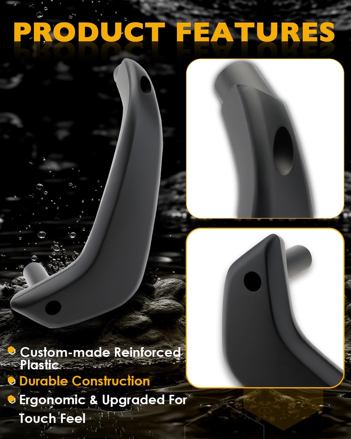 Blearen Interior Door Pull Armrest Pair, Compatible with 2011-2020 Ford Fiesta | (Manual Window only), Inner Front Left Driver & Right Passenger Side Door Handle Repair Kit, OE# D2BB-A23943, G2BZ-5823943-JA