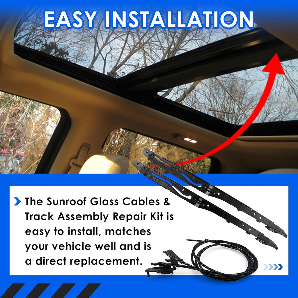 Blearen New Upgraded FL3Z16502C22 Sunroof Glass Cables & Track Assembly Repiar Kit Compatible with Ford F-150 2015-2020, F-250 F-350 Super Duty 2017-2019 Replace OE# FL3Z16502C22 FL3Z-1651071-A FL3Z-1651071-B