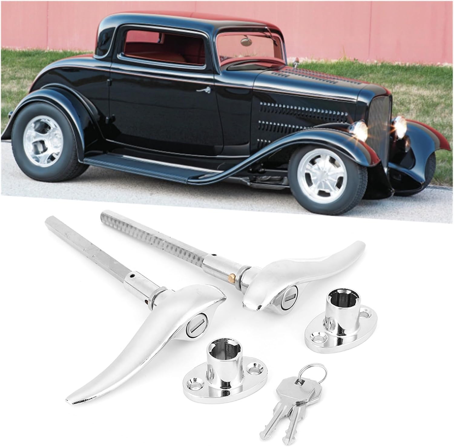 Blearen Stainless Steel Car Outside Locking Door Handles Compatible With Ford 3 Window Coupe 1932-1934