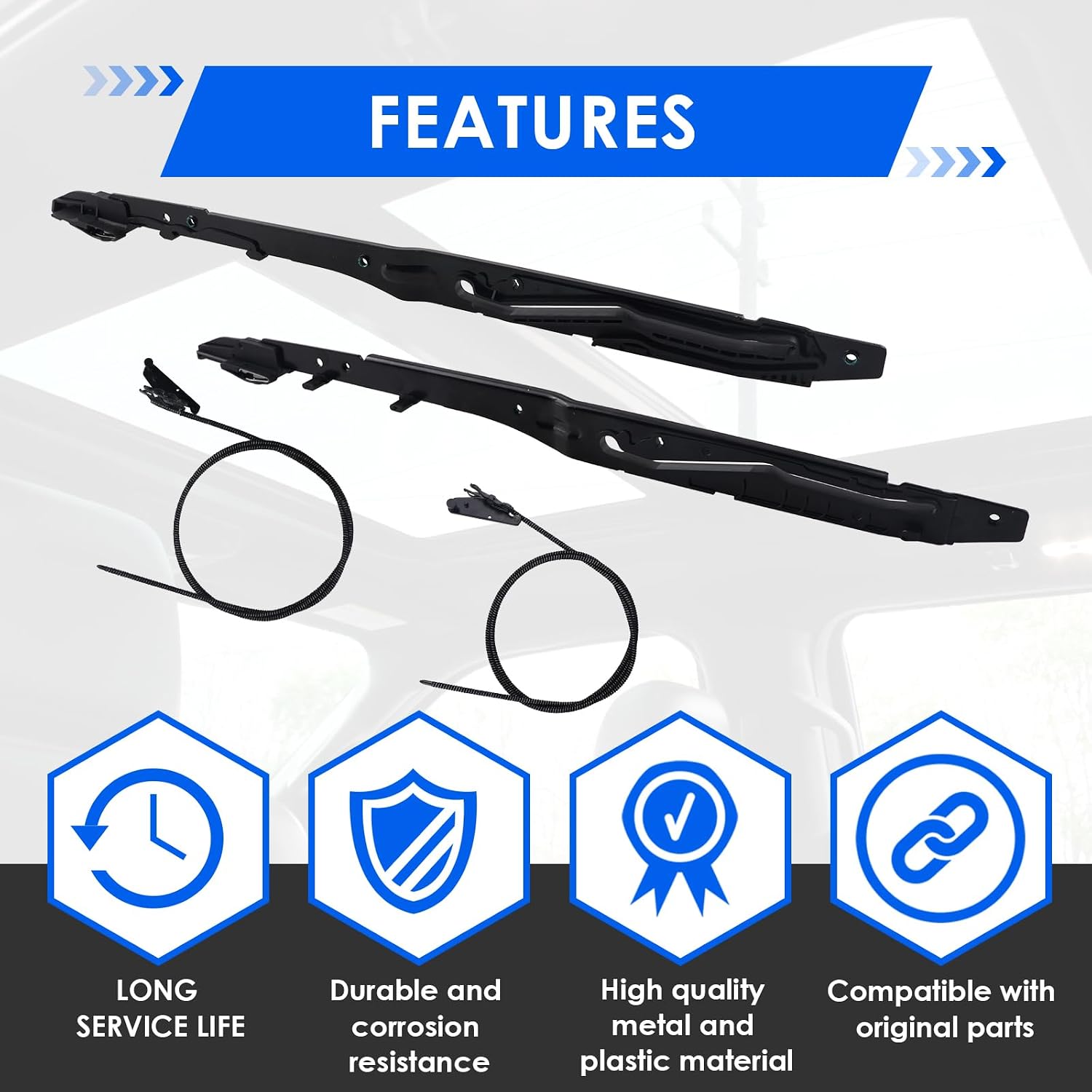 Blearen New Upgraded FL3Z16502C22 Sunroof Glass Cables & Track Assembly Repiar Kit Compatible with Ford F-150 2015-2020, F-250 F-350 Super Duty 2017-2019 Replace OE# FL3Z16502C22 FL3Z-1651071-A FL3Z-1651071-B