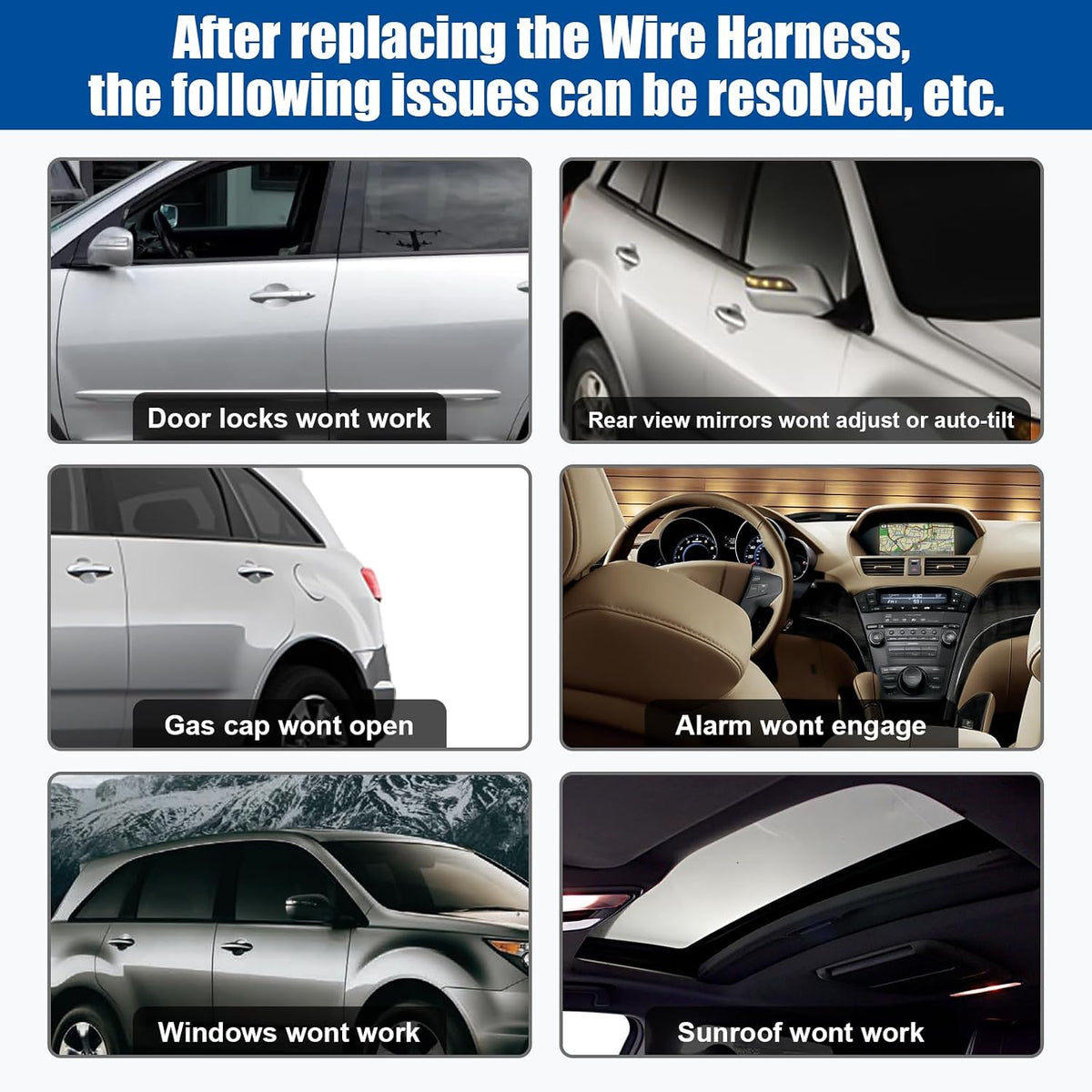 BLEAREN Door Sub-Wire Harness Front Left Driver Side Fit for Acura MDX 2010-2013 Replace 32757-STX-A01 32757STXA01