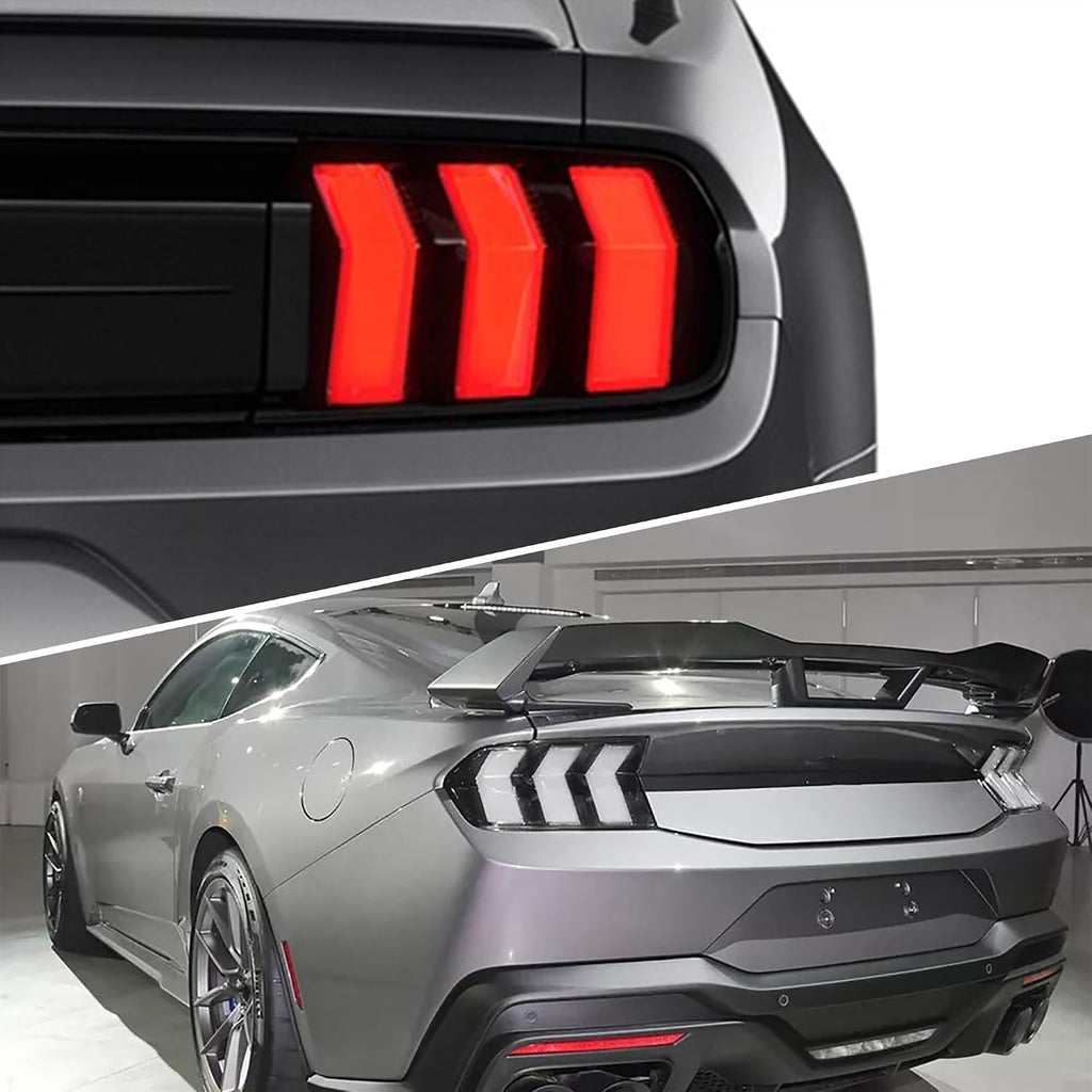 Blearen LED Rear Lights Compatible with Mustang 2015-2023 w/Sequential Turn Signal (5-Modes Switchable Lighting), Clear Lens Taillight Assembly, Passenger&Driver Sides (Clear)