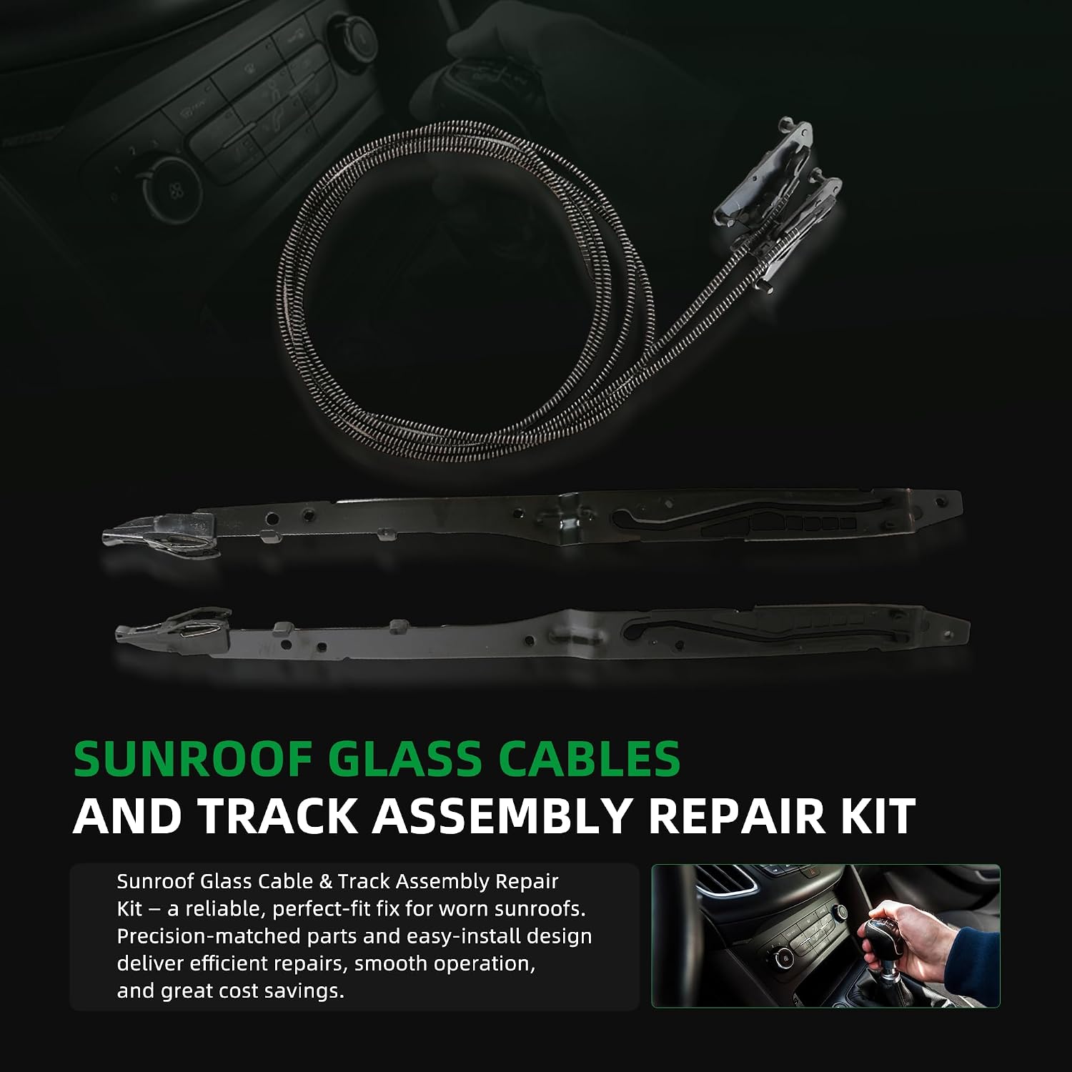 Blearen Sunroof Glass Cables and Track Repair Kit #FL3Z16502C22 FL3Z-1651071-A | for Ford F-150 2015-2020, for F-250/F-350/F-450 Super Duty 2017 2018 2019
