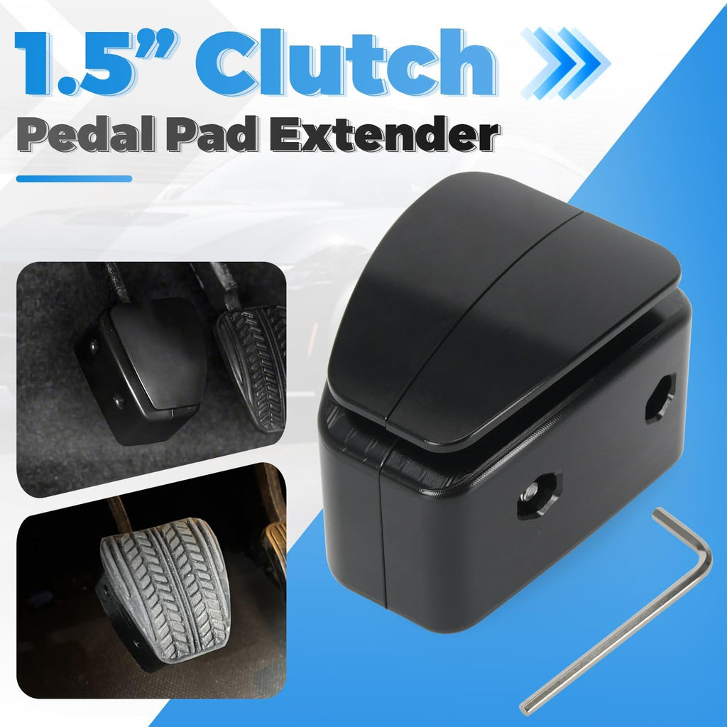 Blearen 1.5" Aluminum Clutch Pedal Pad Extender Compatible with 1994–2023 Ford Mustang Manual Transmission, E-Z Clutch Pedal Extension Plate, Improves Clutch Reach & Driving Comfort