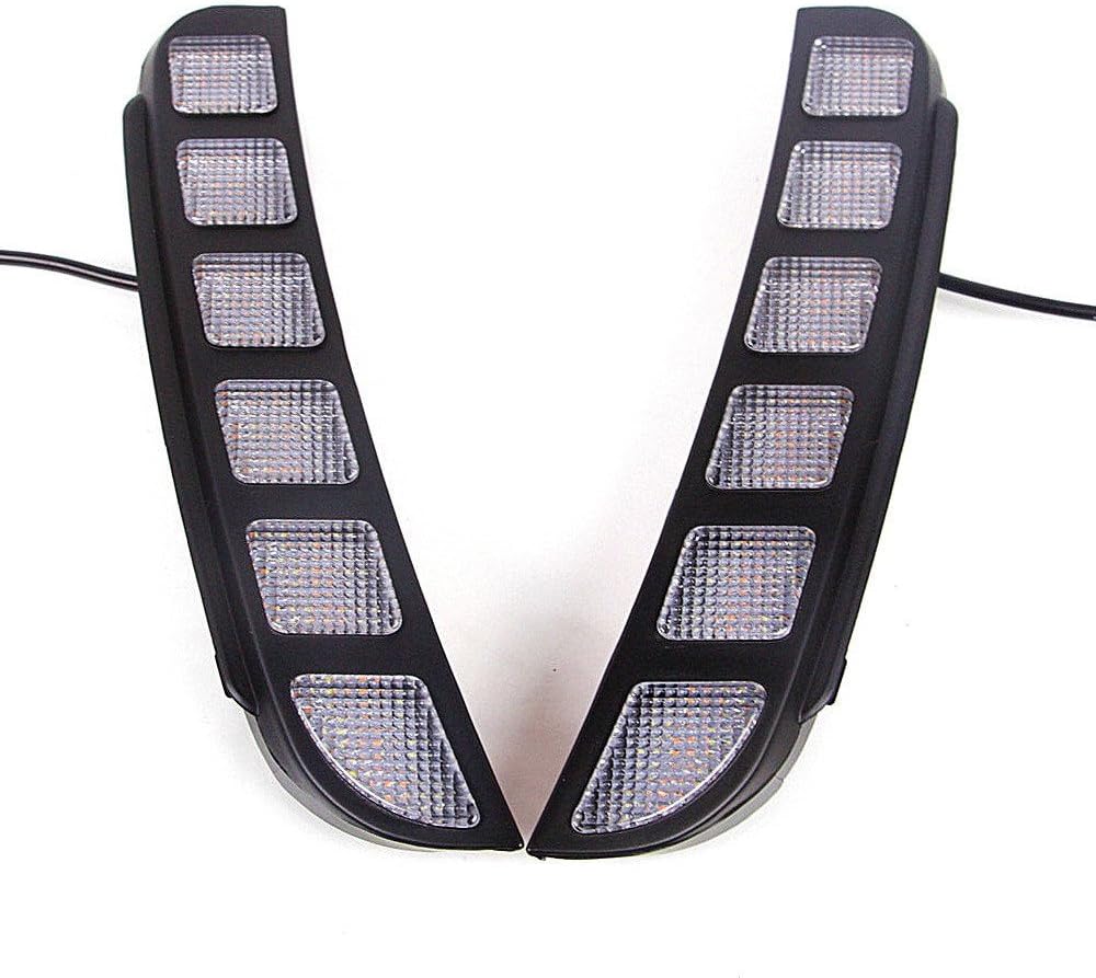 Blearen LED Daytime Running Lights Compatible For Ford Explorer 2016-2019, 6000K DRL With Yellow Turn Signals Light