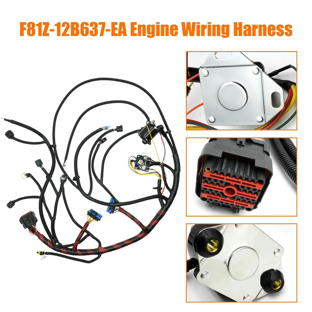 Blearen F81Z-12B637-FA 7.3 Powerstroke Engine Wiring Harness for 2002 2003 Ford F250 F350 F450 F550 Super Duty 7.3L V8 Engine Wire Harness F81Z12B637FA