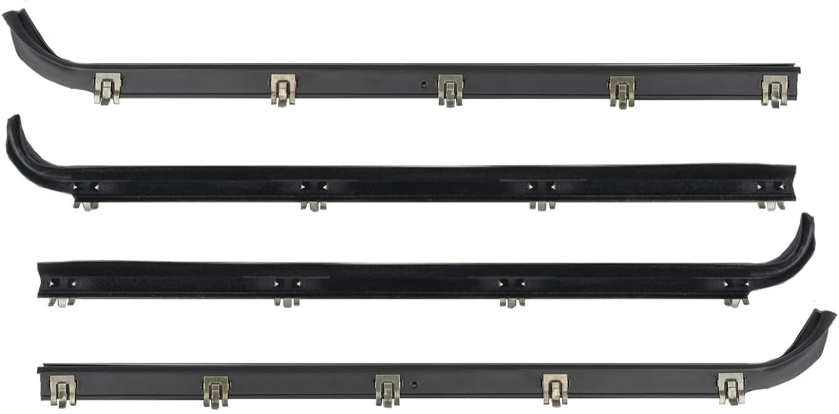 Blearen Window Molding Sweep Felt Trim Seal for 1987-1997 Ford F150 | 4PCS Front Inner & Outer Door Weatherstrip Window Seal Belt for F250 F350 Bronco, Replace E7TZ1521452A