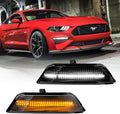 Blearen LED DRL Sequential Turn Signal Light Assembly for Ford Mustang 2015 2016 2017 US, Clear Lens Switchback White Running Light w/Amber Sequential Turn Signals, OEM Replacement, 2pcs