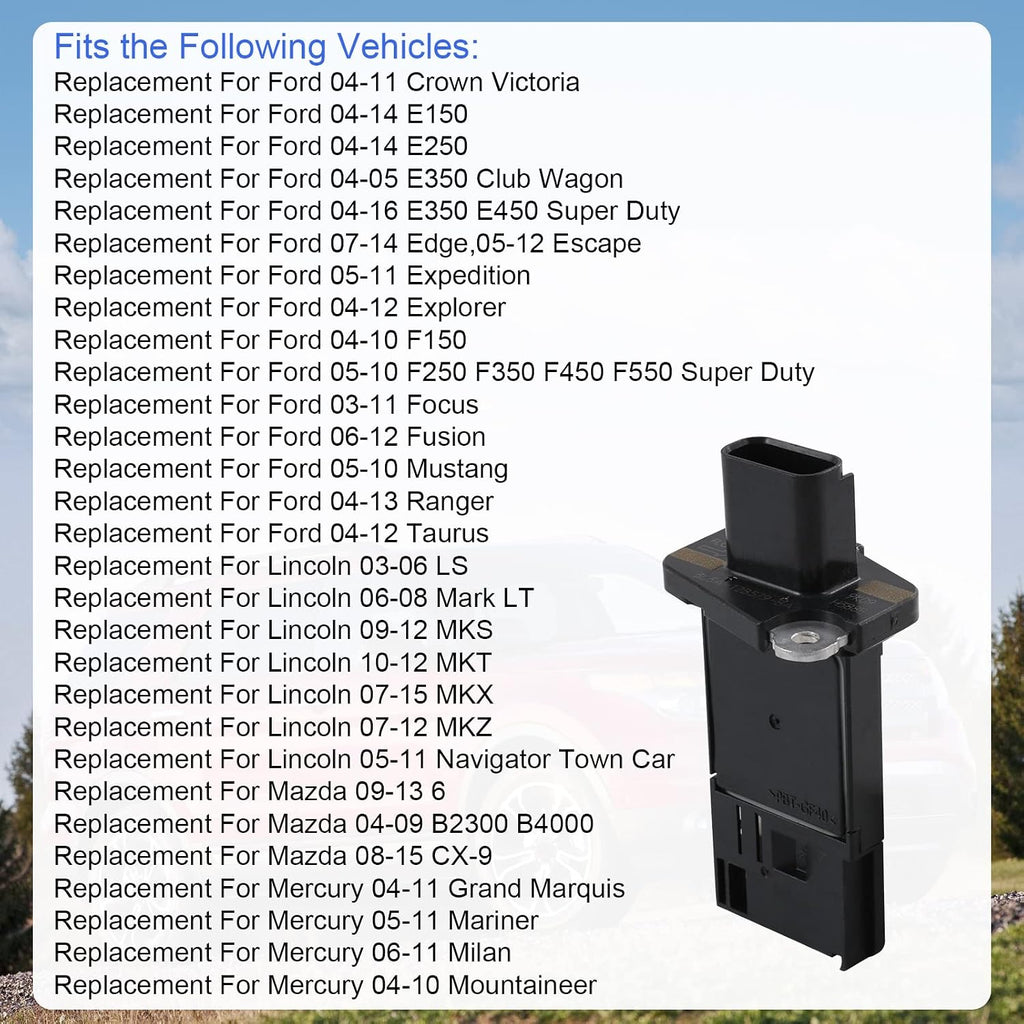 Blearen Mass Air Flow Sensor MAF 3L3A-12B579-BA Replacement for Ford F150 F250 E150 E250 E350 for Lincoln, for Mercury, for Mazda | Replaces # AFLS131, 3L3A12B579A
