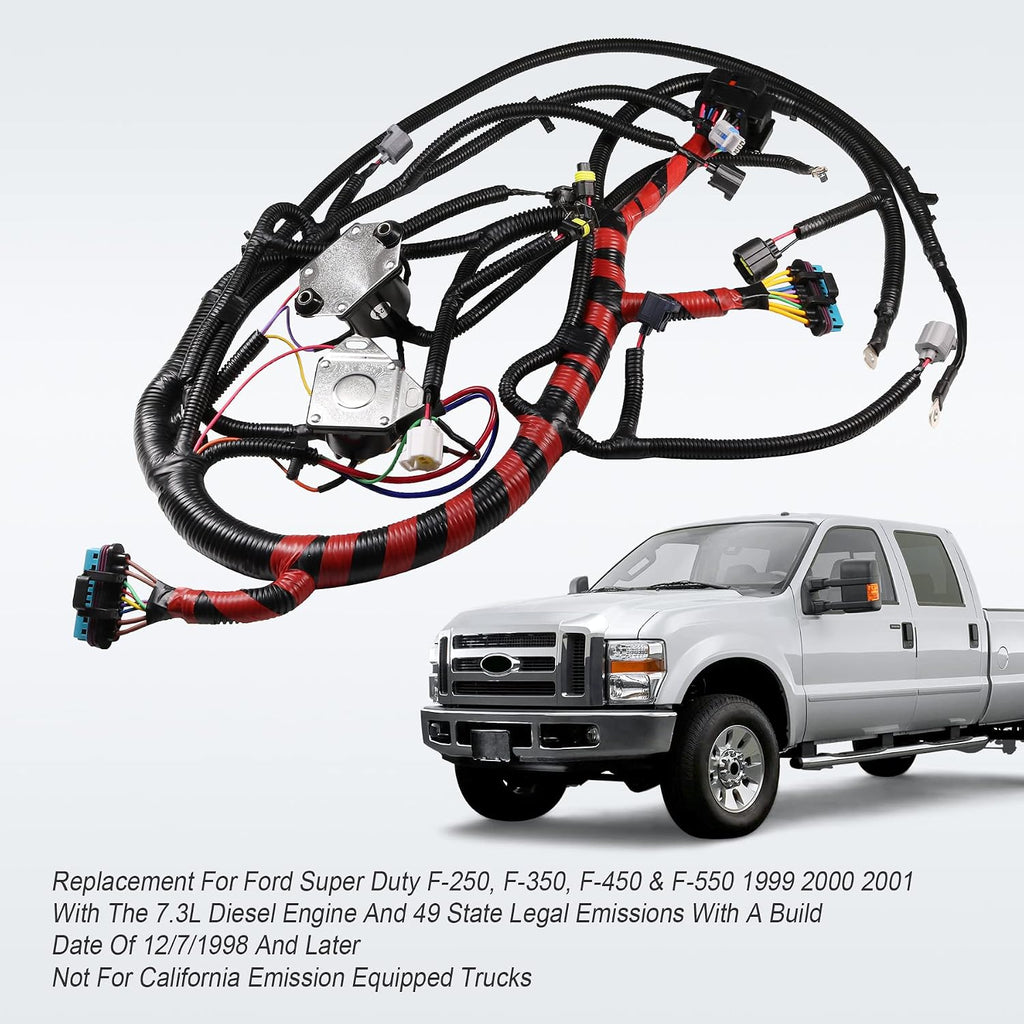 Blearen New Engine Wiring Harness W/O Cali Replacement for Ford Super Duty F250 F350 1999 2000 2001 7.3L Diesel Replace F81Z12B637EA F81Z-12B637-EA