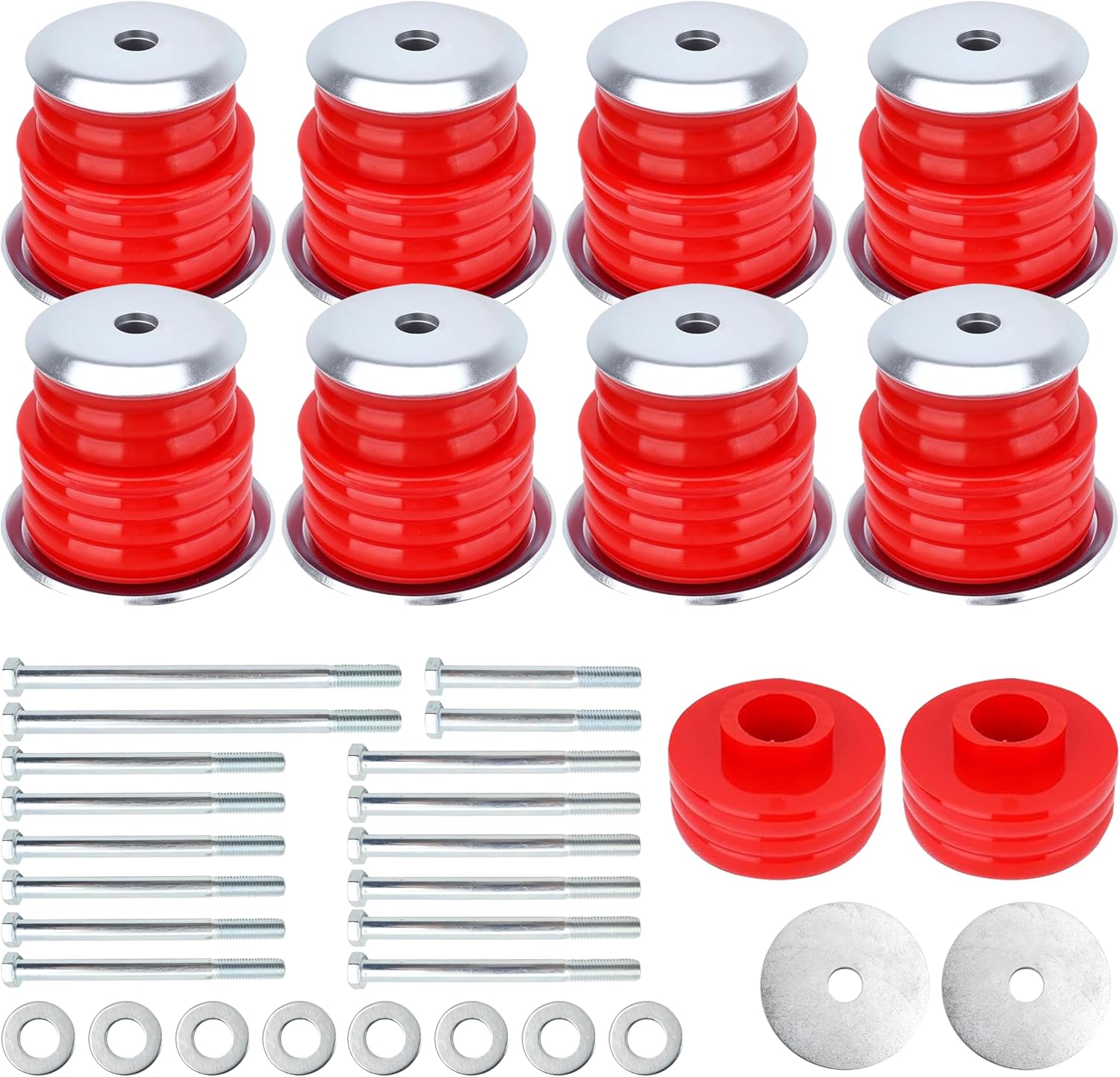 Blearen KF04058BK Body Cab Bushing Kit, Polyurethane Body Mount for Ford F250 F350 Super Duty 1999-2007 2WD 4WD Body Mounts with Steel Sleeves & Hardware - Improve Bumpy Ride