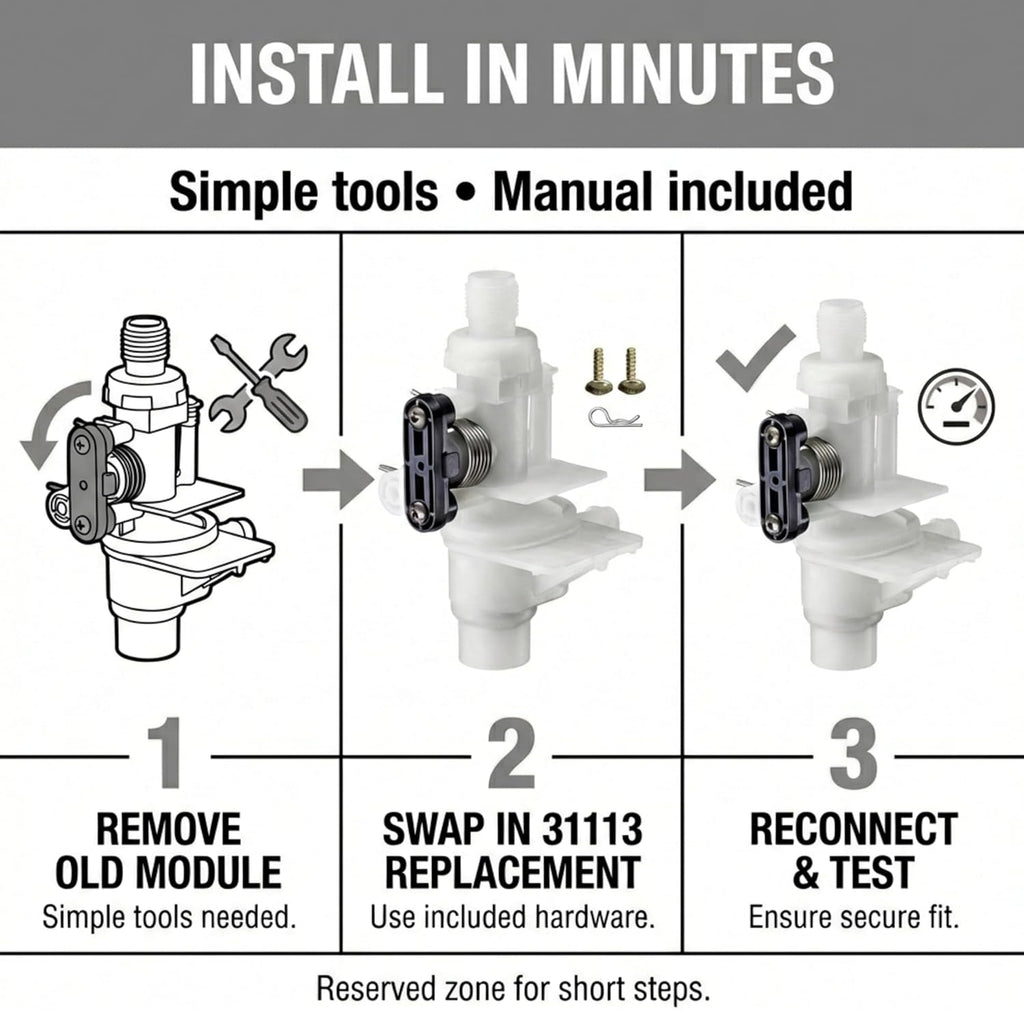 Blearen RV Toilet Water Module Kit for Thetford Bravura 31113 | Replaces OEM 31113. Fits toilets. Complete water module service kit, leak-resistant, DIY install.